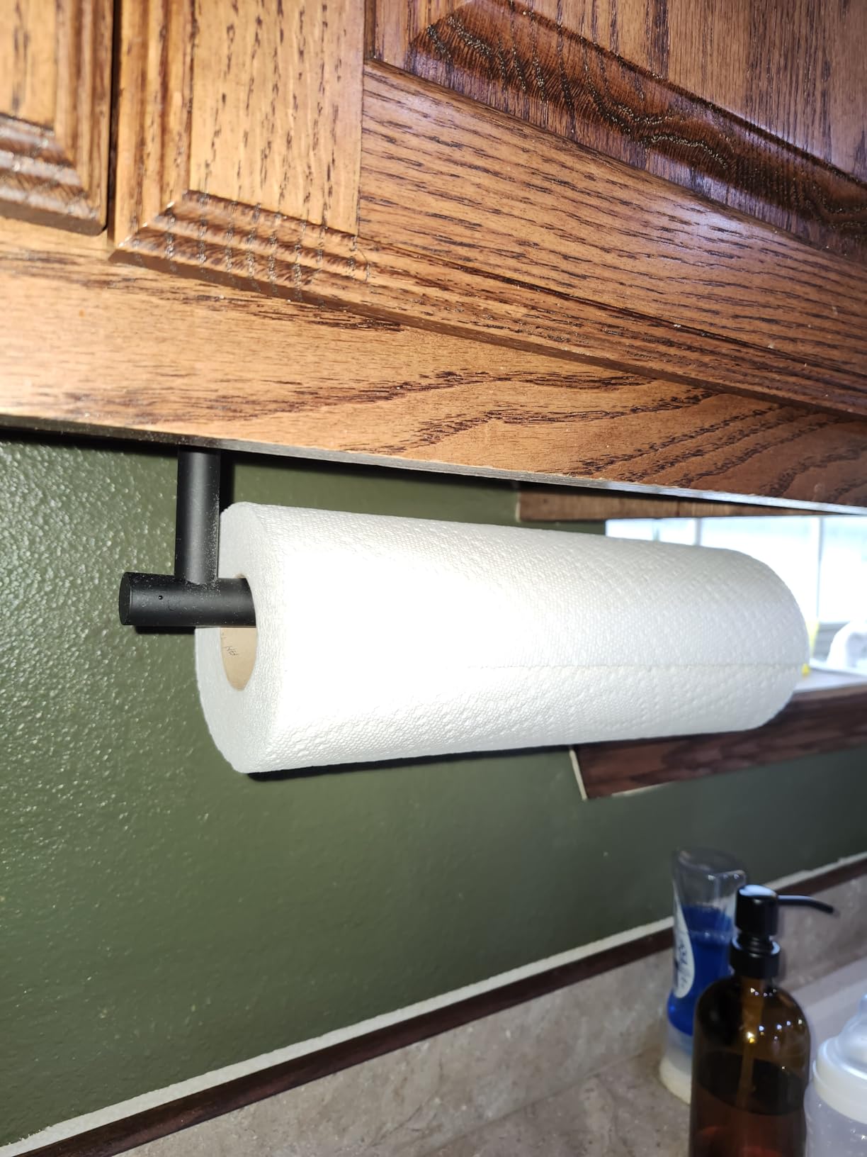 DEKAVA Paper Towel Holder Under Cabinet Wall Mount for Kitchen Towel, Self-Adhesive Bar, Rack, SUS304 Stainless Steel 13 inch (BlackA, 1) customer photo 1