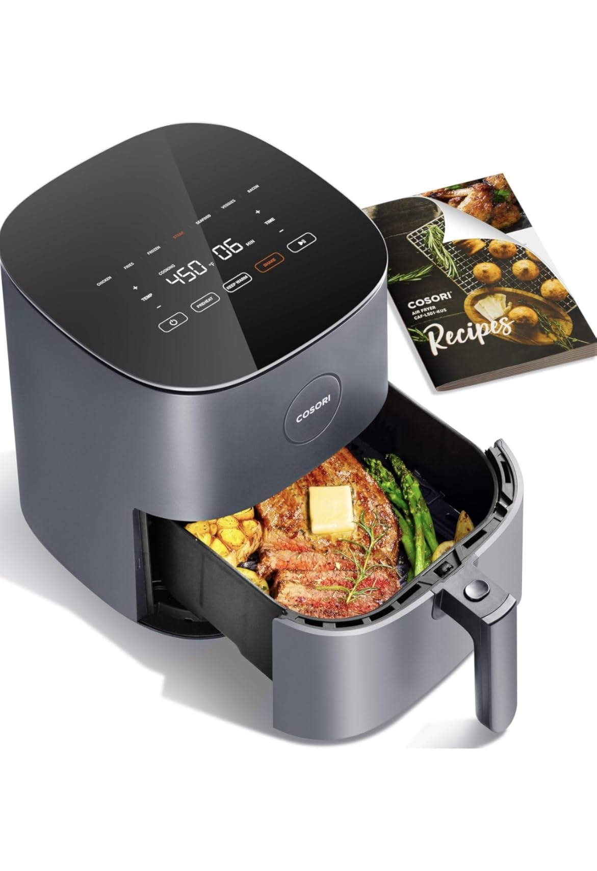 Cosori Air Fryer Pro, Compact 5QT, Ceramic Coating, 7 Presets with Preheat & Keep Warm, Gray customer photo 2
