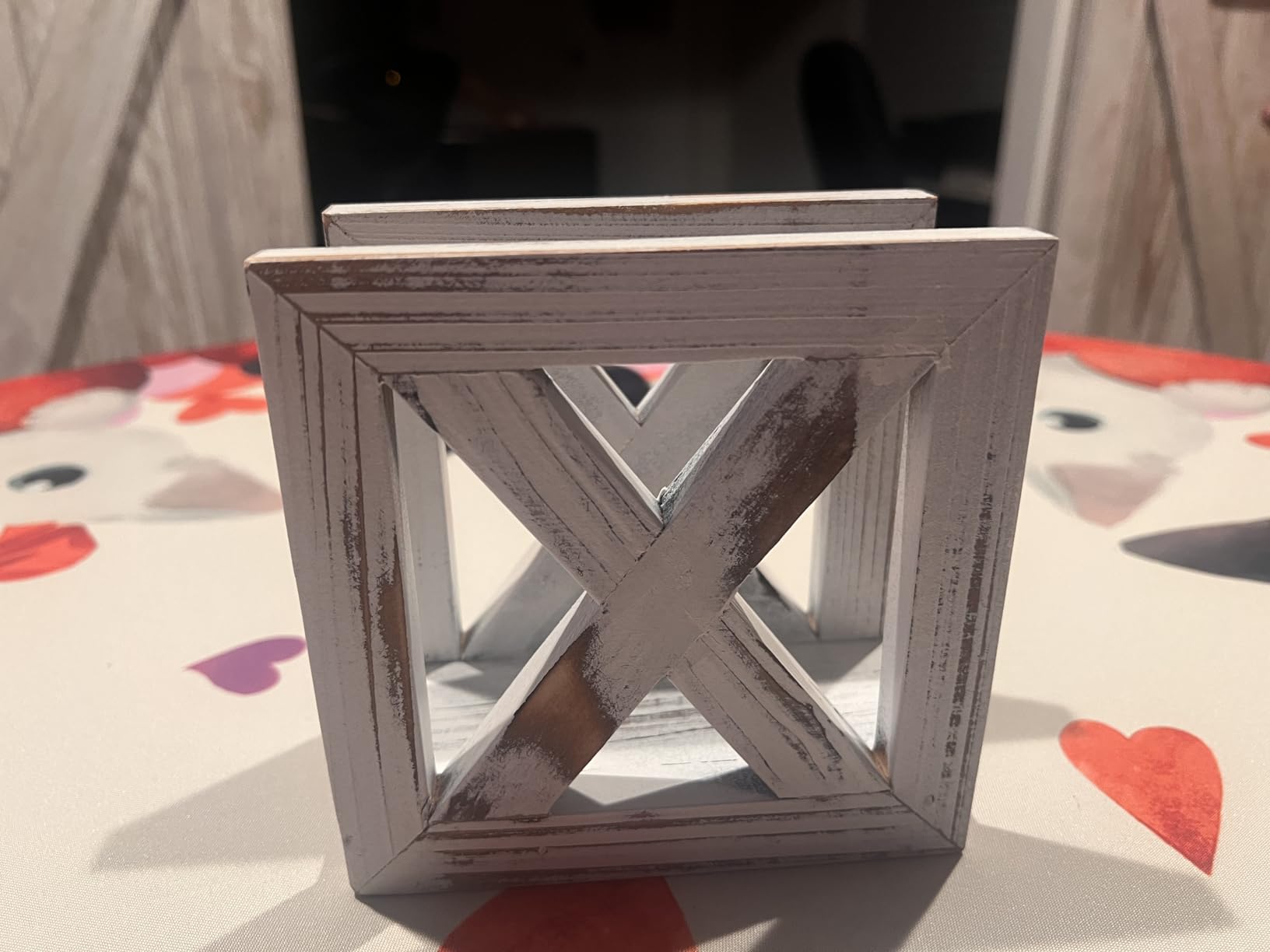 PUERSI Farmhouse Wooden Napkin Holder for Tables, Rustic Kitchen Decor for Counter, Ideal Napkin Dispenser for Dining Counter tops (White) customer photo 1