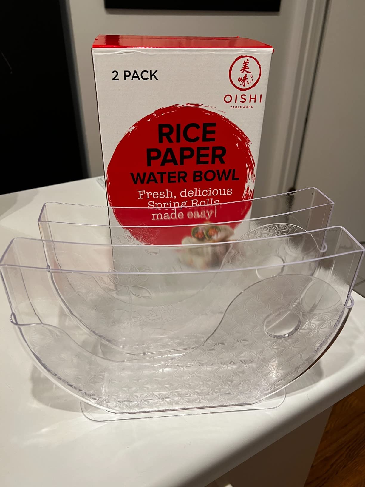 Vietnamese Rice Paper Water Bowl Dipper - Spring Roll Water Bowl, Rice Paper Holder and Dipper for Wrappers, Summer Roll Maker, Large Banh Trang Holder, 2 Pack customer photo 2