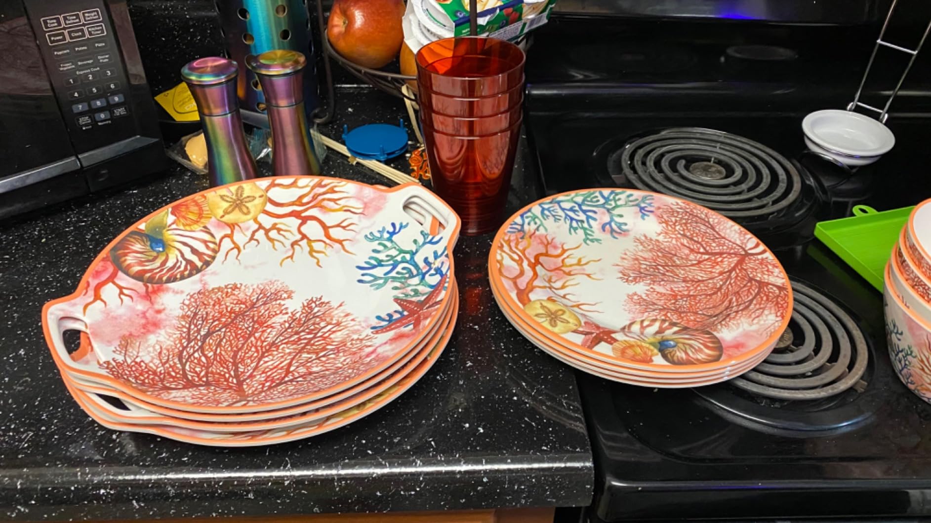Melamine Dinnerware Set for 4-16 Pcs:Camping Dishes Set with Dinner Plates,Salad Plates,Cups and Bowls.Lightweight and Unbreakable.Indoor and Outdoor Use. customer photo 1