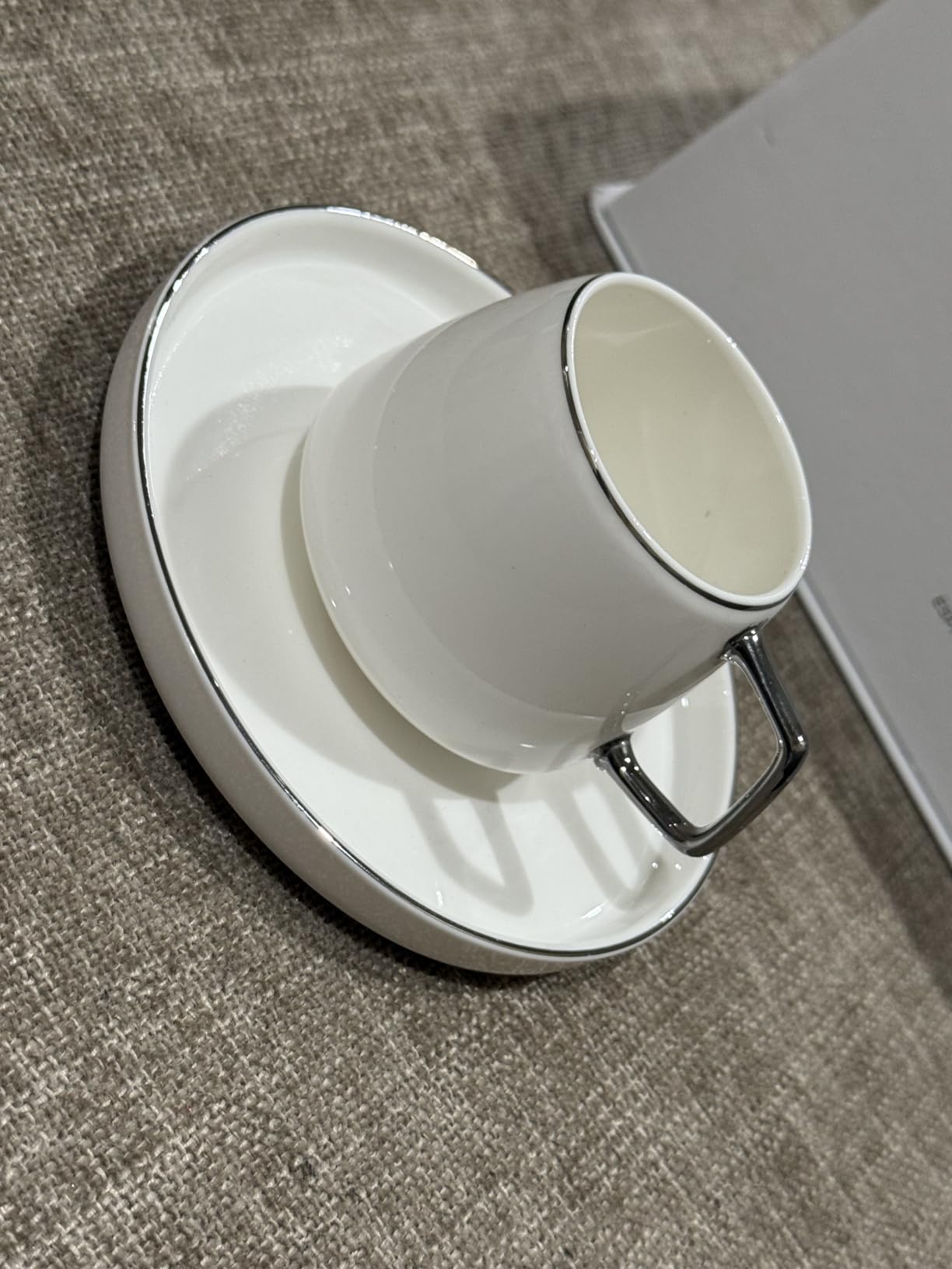 KARACA Saturn Platin Turkish Coffee Cup Set of 6, (12 Piece) White Cups with Saucers - 3.3 oz Small Porcelain Modern Set - Ideal for Serving Greek, Arabic Coffee & Espresso customer photo 1