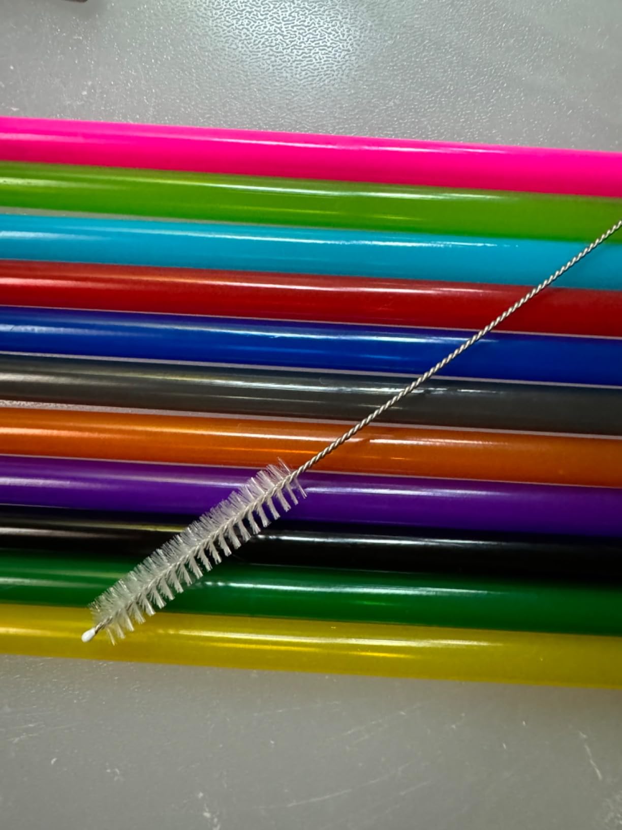 ALINK 12 PCS Reusable Boba Straws, 10.5 Long x 0.51 Wide Colored Plastic Smoothie Straws for Bubble Tea, Tapioca Pearls with 2 Cleaning Brush - Pointed Design customer photo 2