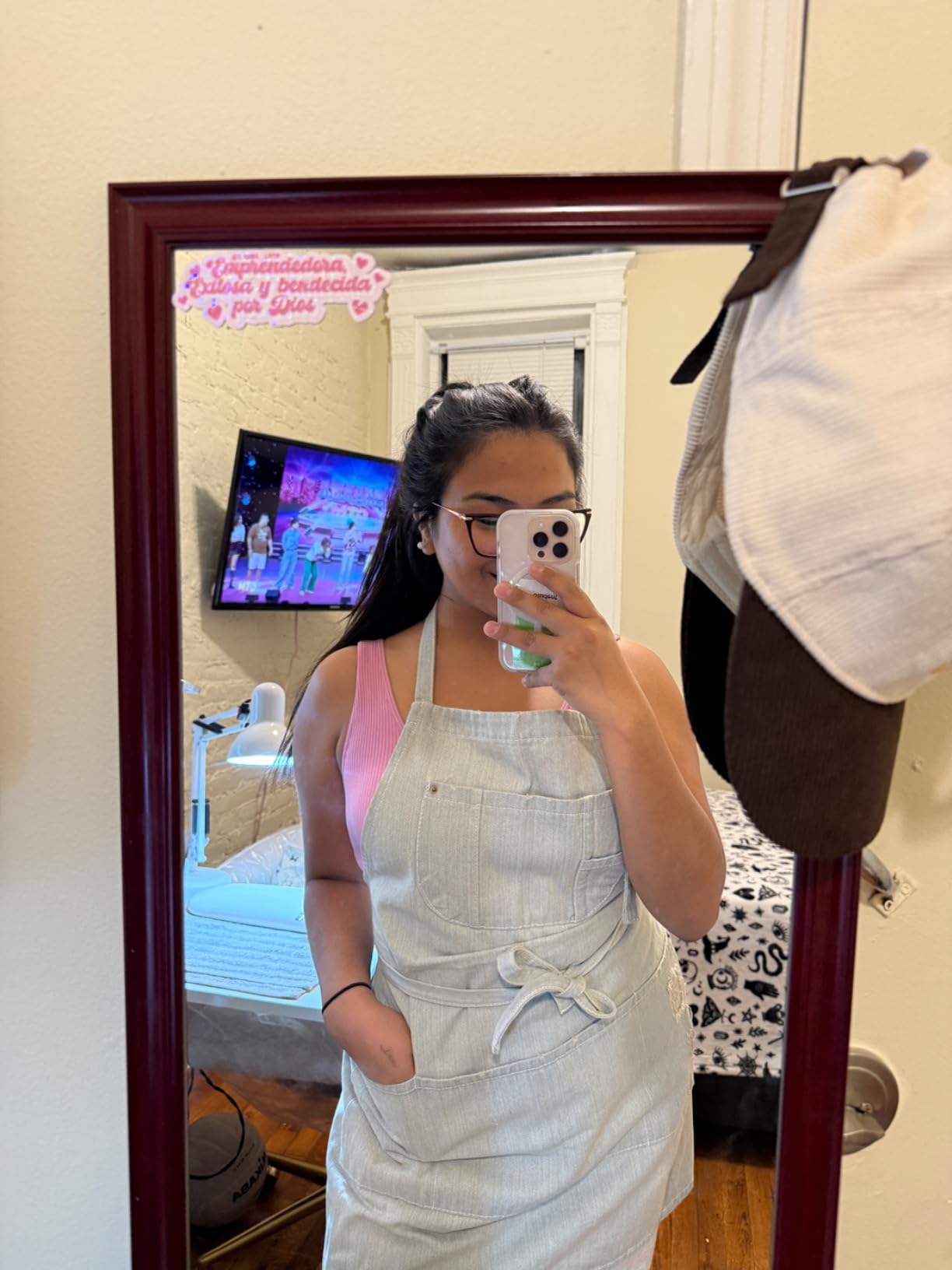 Cotton Denim Apron Soft - Unisex Adjustable Bib Apron with 5-Pockets Perfect for Kitchens customer photo 1