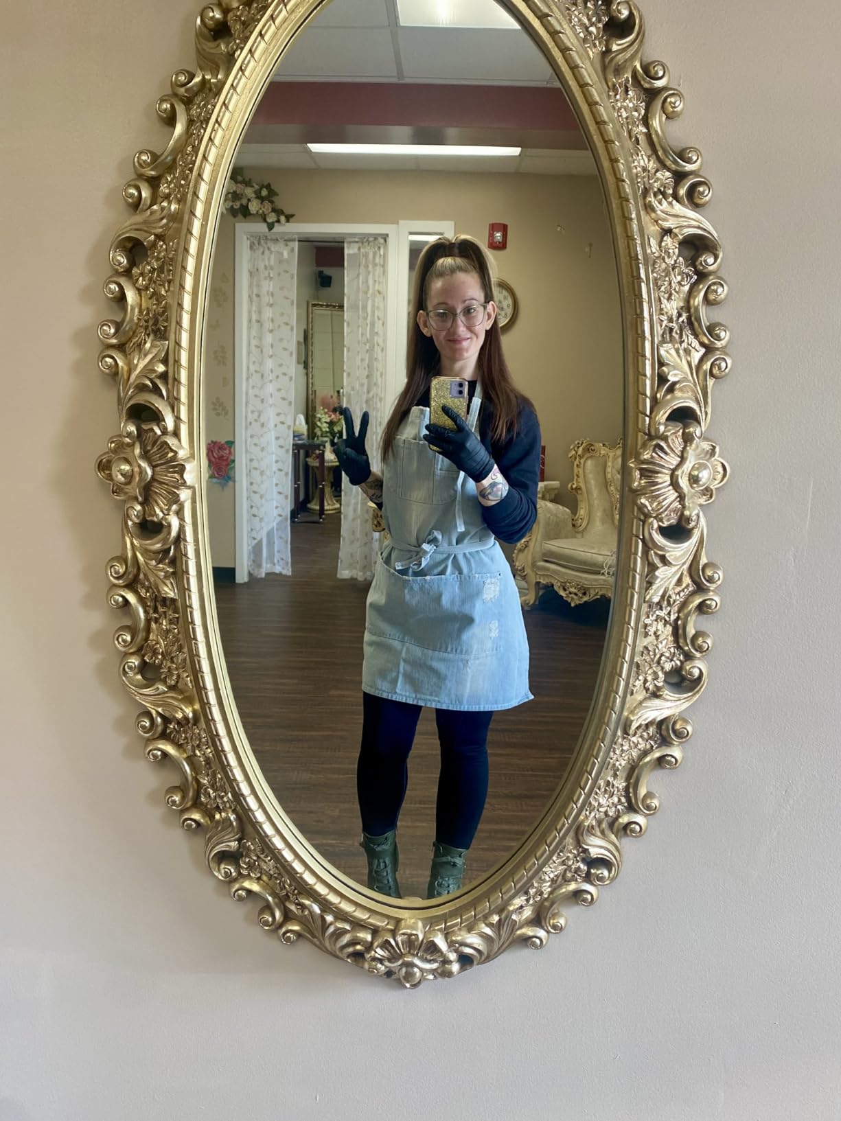 Cotton Denim Apron Soft - Unisex Adjustable Bib Apron with 5-Pockets Perfect for Kitchens customer photo 2