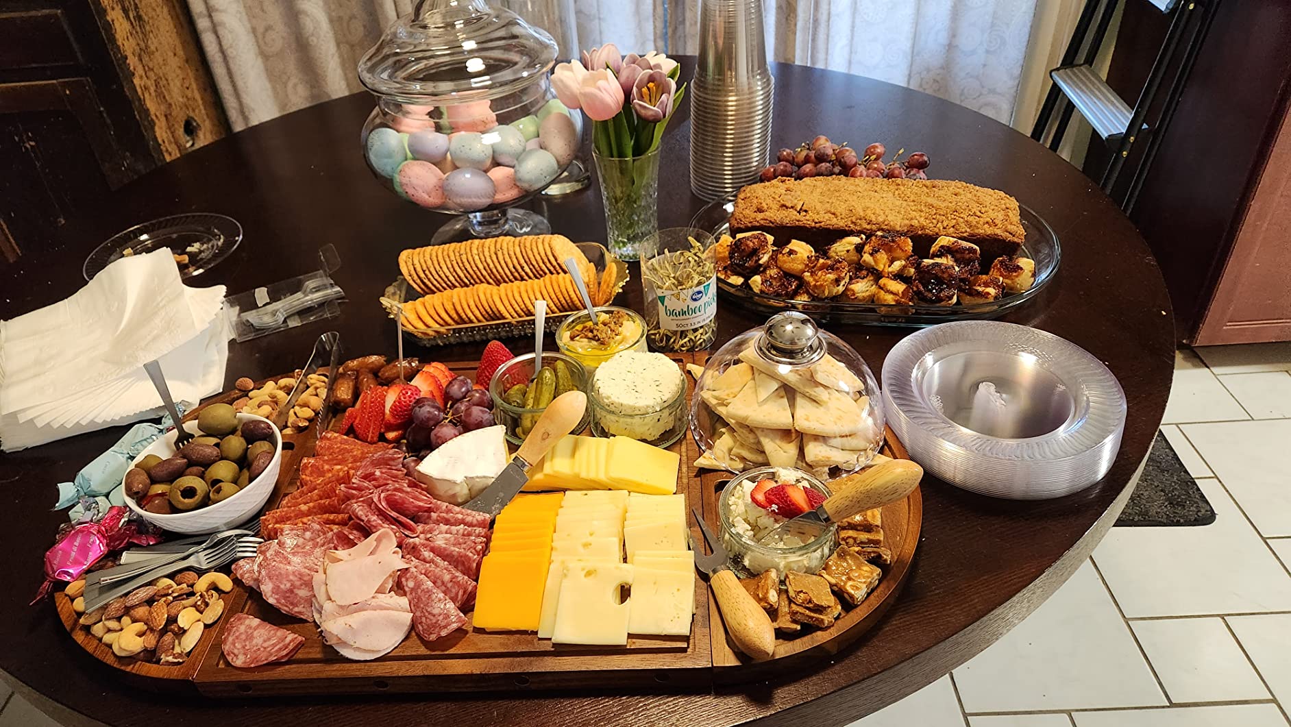 Large Charcuterie Board Set - 3 Part Unique Long & Round - Magnetic Acacia Wood Cheese Boards & Charcuterie Boards Gift Set - Wooden Tray Serving Cutting Board Platter 26x13 customer photo 1