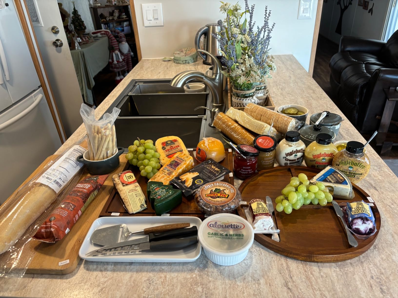 Large Charcuterie Board Set - 3 Part Unique Long & Round - Magnetic Acacia Wood Cheese Boards & Charcuterie Boards Gift Set - Wooden Tray Serving Cutting Board Platter 26x13 customer photo 2