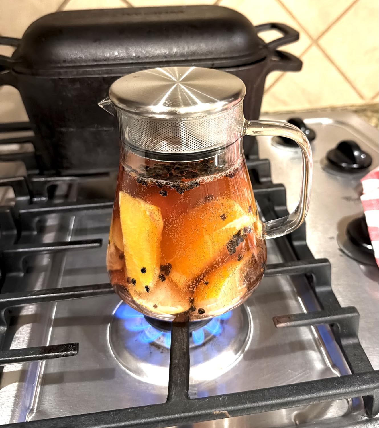 Teabloom One-Touch Tea Maker, 2-in-1 Teapot and Kettle with Stainless Steel Filter Lid for Loose Tea - Stain-Free Borosilicate Glass Teapot (27 Oz) - Tea Connoisseur's Choice customer photo 2