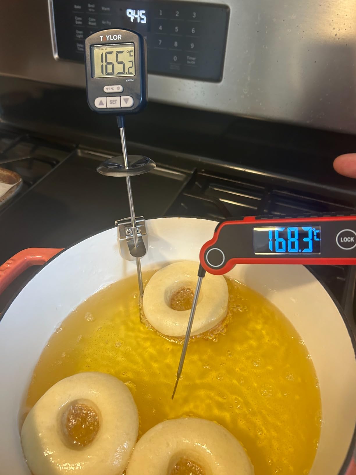 Taylor Programmable Digital Candy and Deep Fry Thermometer with Green Light Alert Display, Long Stem, and Adjustable Pan Clip, White customer photo 1
