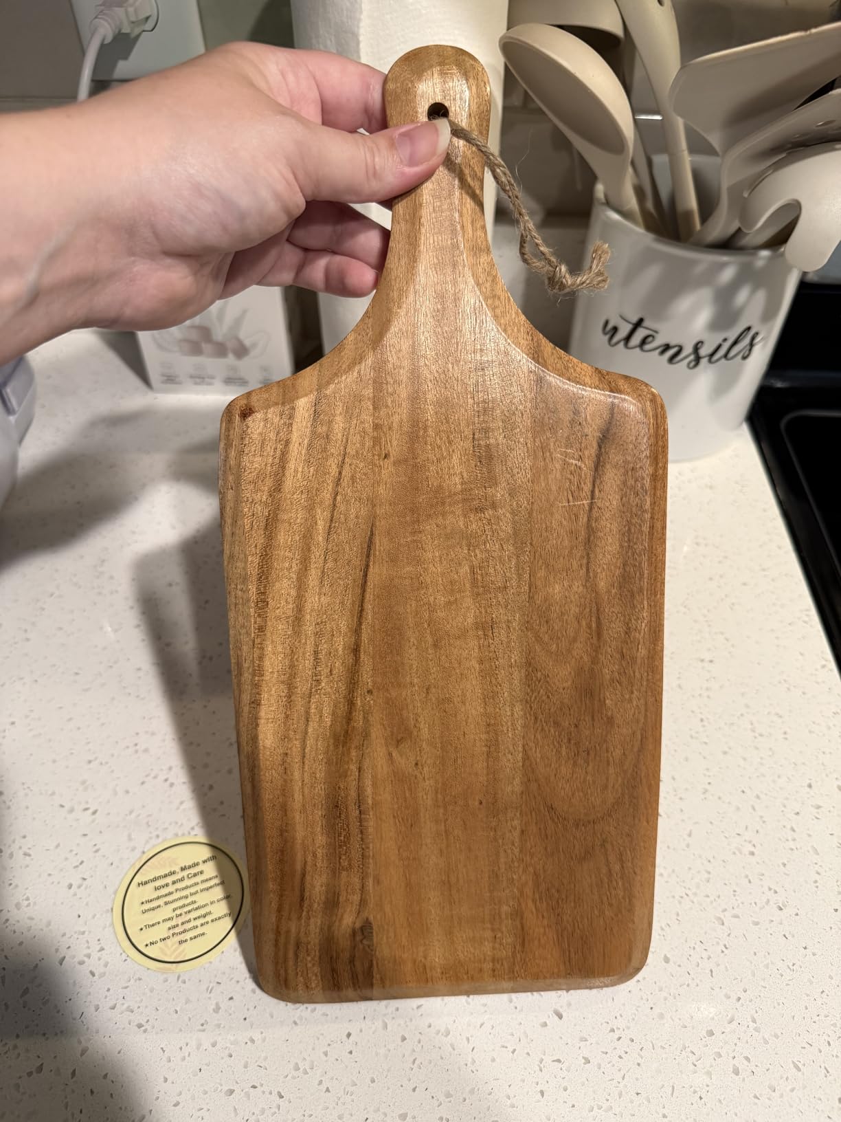 Samhita Acacia Wood Cutting Board, for Meat, Cheese, Bread, Vegetables & Fruits, with Grip Handle (15