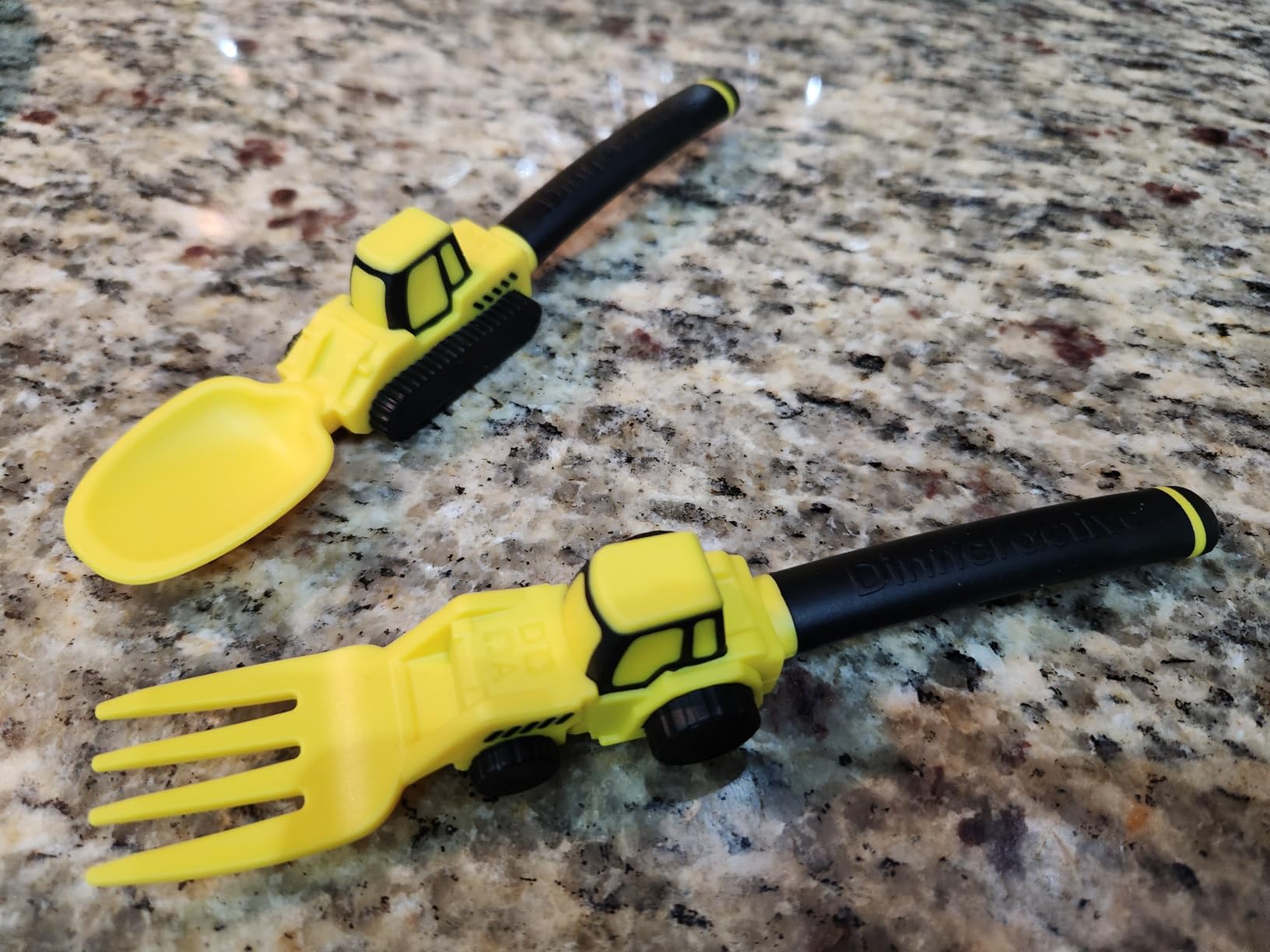 Dinneractive Dining Set for Kids - 3 Piece Construction Themed Toddler Utensils & Toddler Plates - Toddler Forks and Spoons - Kid Plate set customer photo 1