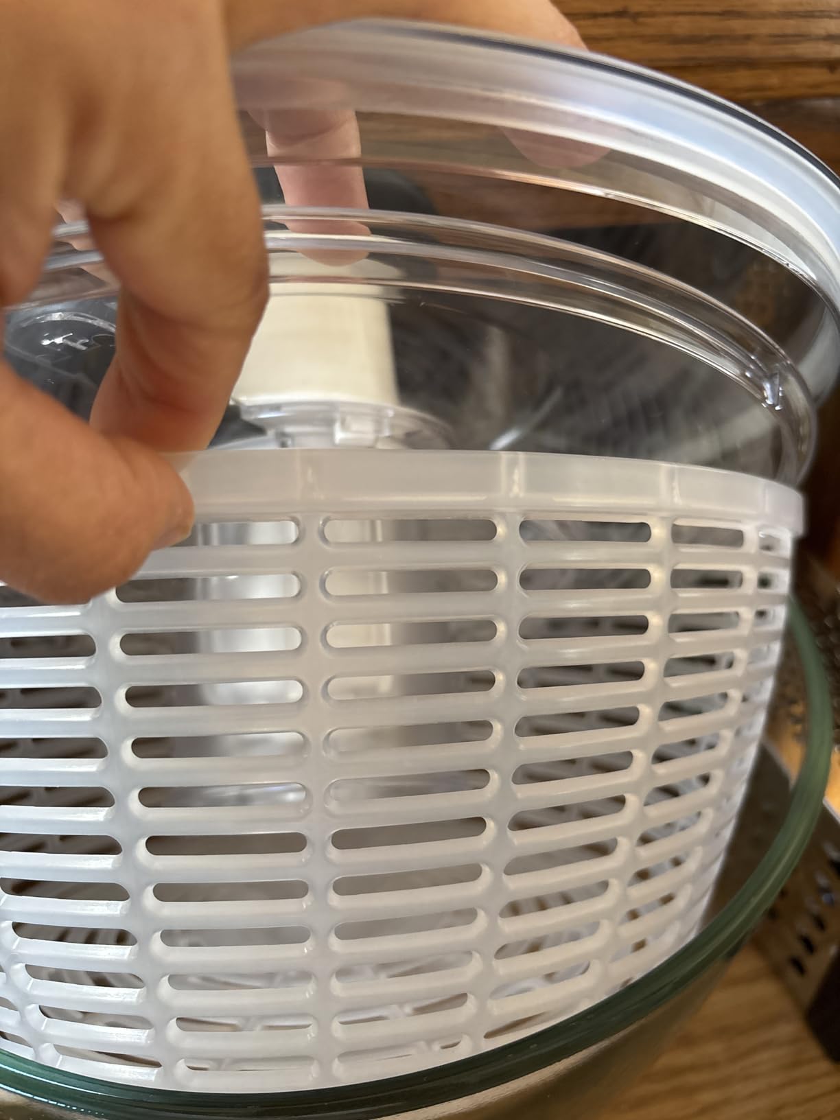 OXO Good Grips Glass Salad Spinner - Large 6.22-Qt Lettuce & Fruit Washer, Borosilicate Glass Bowl, BPA-Free, Easy Pump customer photo 2