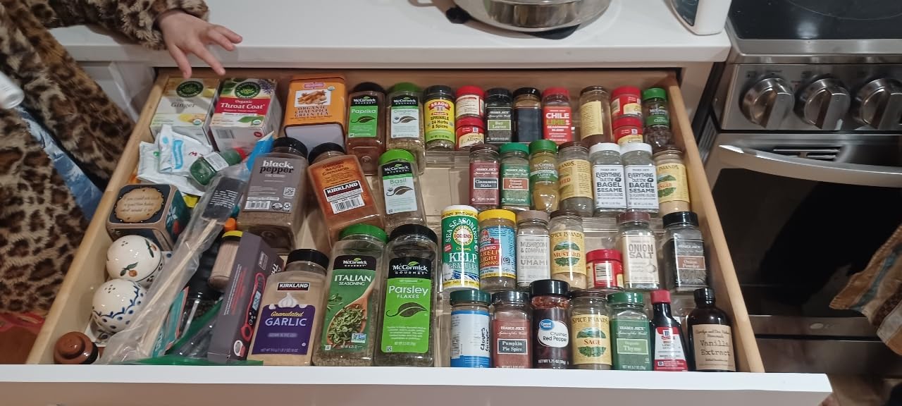 Spice Drawer Organizer, 4 Tier Clear Acrylic Expandable From 13