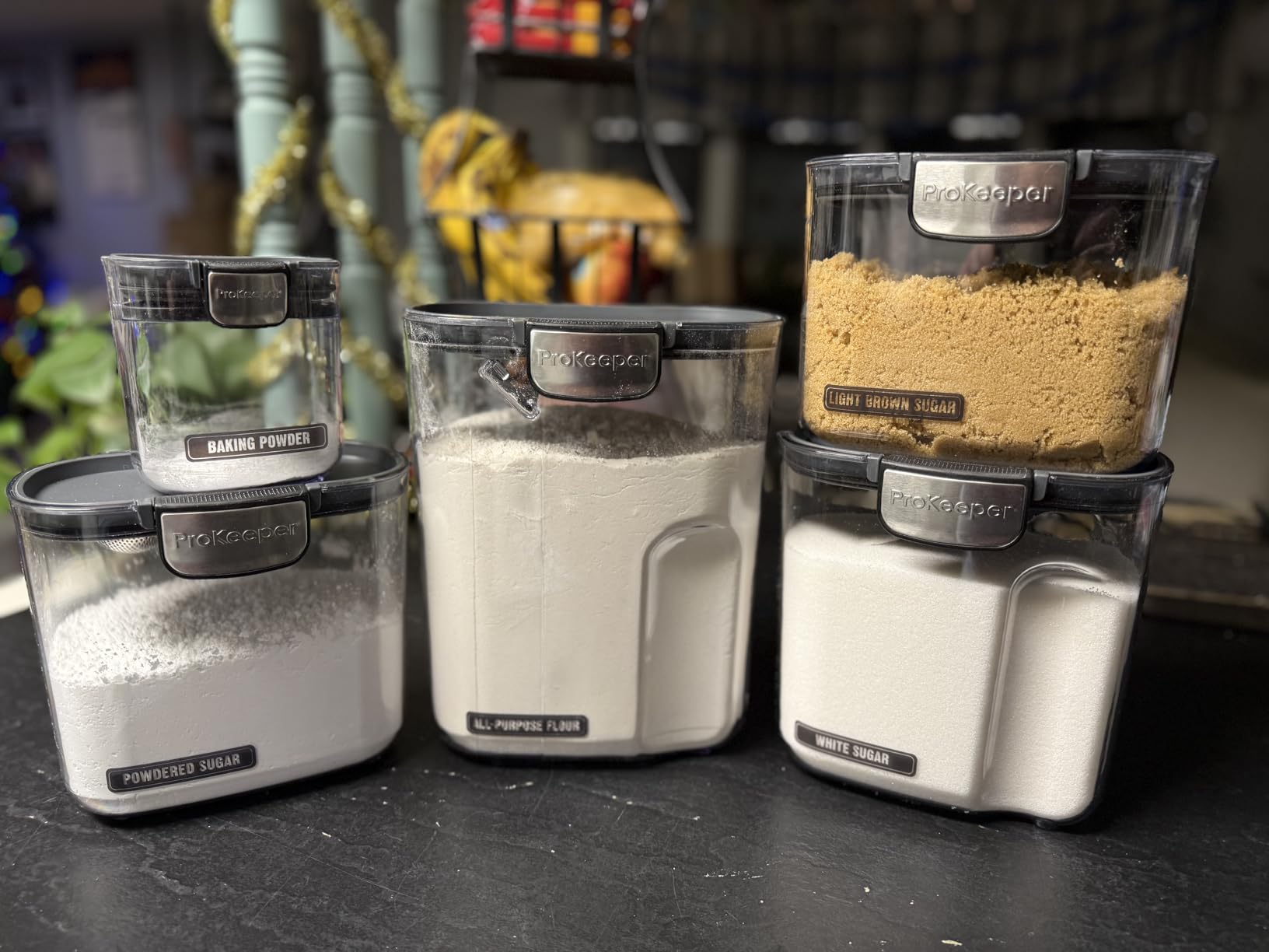 ProKeeper+ Airtight Food Storage Container Set - Clear Plastic Flour and Sugar Canister Set with Magnetic Accessories for Kitchen Organization (Grey, 9-Piece) customer photo 1