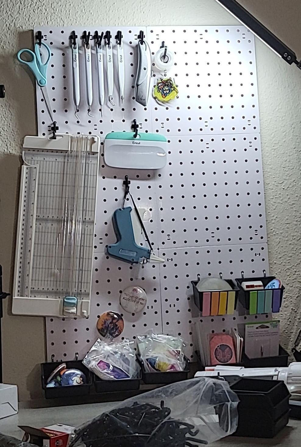 2 Pcs Pegboard, Metal Pegboard Wall Panels - Pegboard Wall Organizer System - Peg Boards for Walls, Small Peg Board Tool Storage, White Pegboard for Garage, Craft Room, Workbench, Kitchen, Office customer photo 2