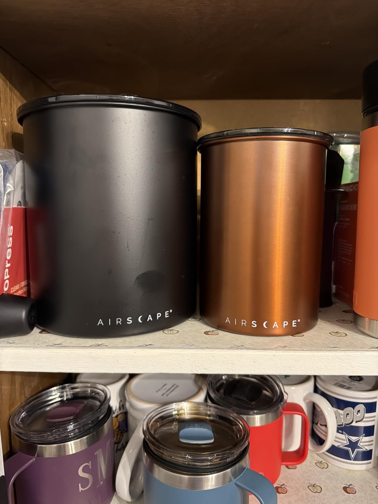 Planetary Design Airscape Stainless Steel Coffee Canister | Food Storage Container | US Patented Airtight Lid | Push Out Excess Air Preserve Food Freshness (Medium, Matte Yellow) customer photo 1