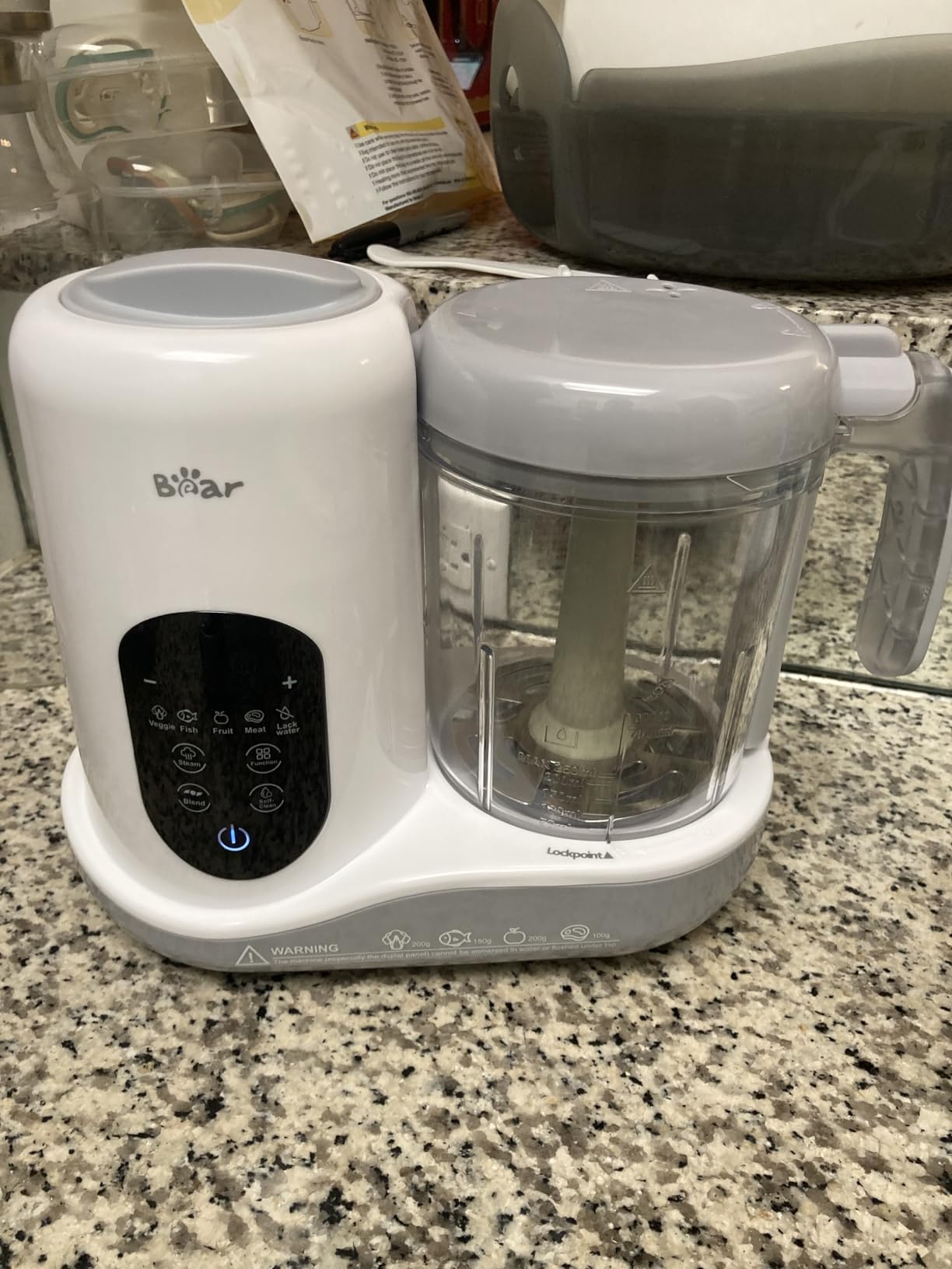 BEAR 2024 Baby Food Maker | One Step Baby Food Processor Steamer Puree Blender | Auto Cooking & Grinding | Baby Food Puree Maker with Self Cleans | Touch Screen Control, White customer photo 1
