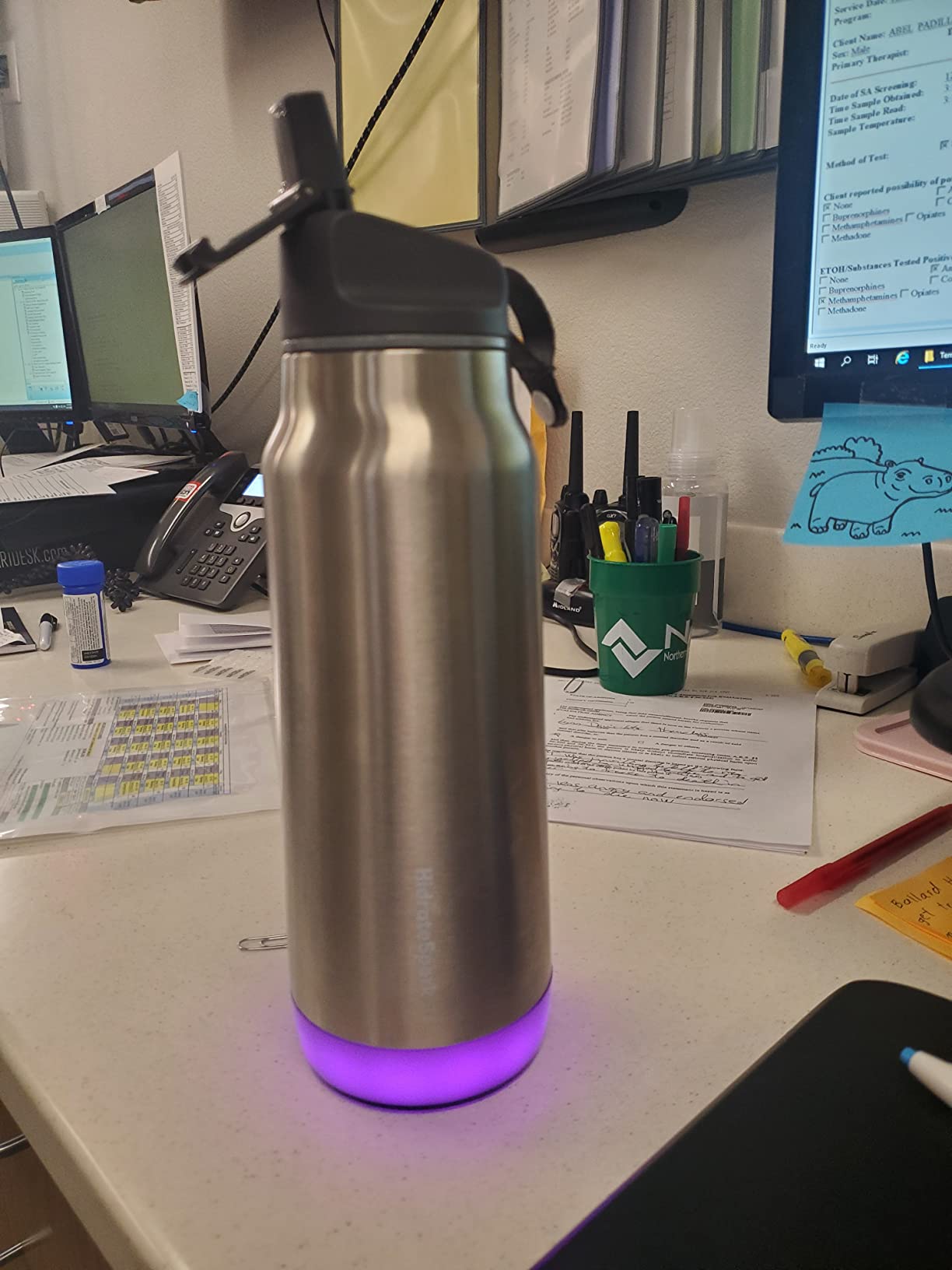HidrateSpark PRO Smart Water Bottle - Insulated Stainless Steel - Tracks Water Intake with Bluetooth, LED Glow Reminder When You Need to Drink - Straw Lid, 32oz, Brushed Steel customer photo 2
