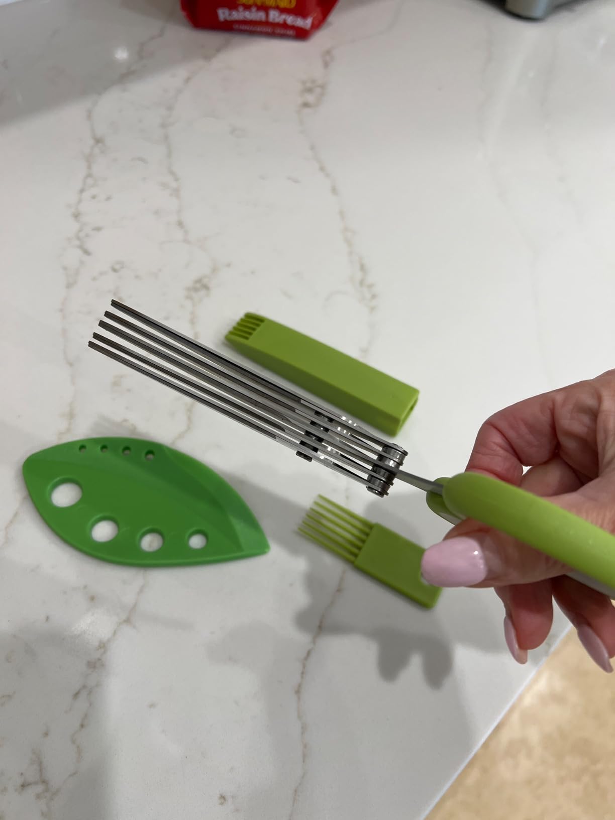 Herb Scissors Set,Multipurpose 5 Blade Kitchen Herb Cutter with Safety Cover and Cleaning Comb for Cutting Shredded Lettuce, Cilantro Fresh, Green Onion Fresh and etc. customer photo 1