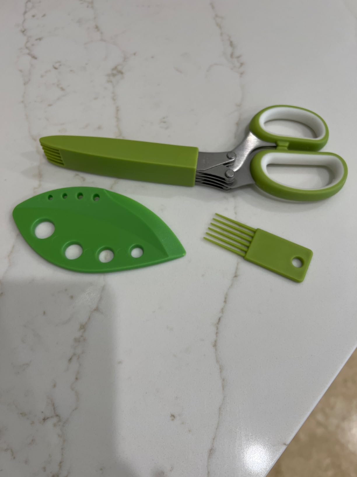 Herb Scissors Set,Multipurpose 5 Blade Kitchen Herb Cutter with Safety Cover and Cleaning Comb for Cutting Shredded Lettuce, Cilantro Fresh, Green Onion Fresh and etc. customer photo 2