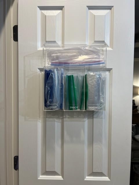 Acrylic Bag Storage Organizer for Kitchen Drawer, Food Storage Bag Organizer Holder Compatible with Ziplock, Glad, Hefty, Gallon, Quart, Sandwich & Snack Variety Size Bag (Clear) customer photo 1