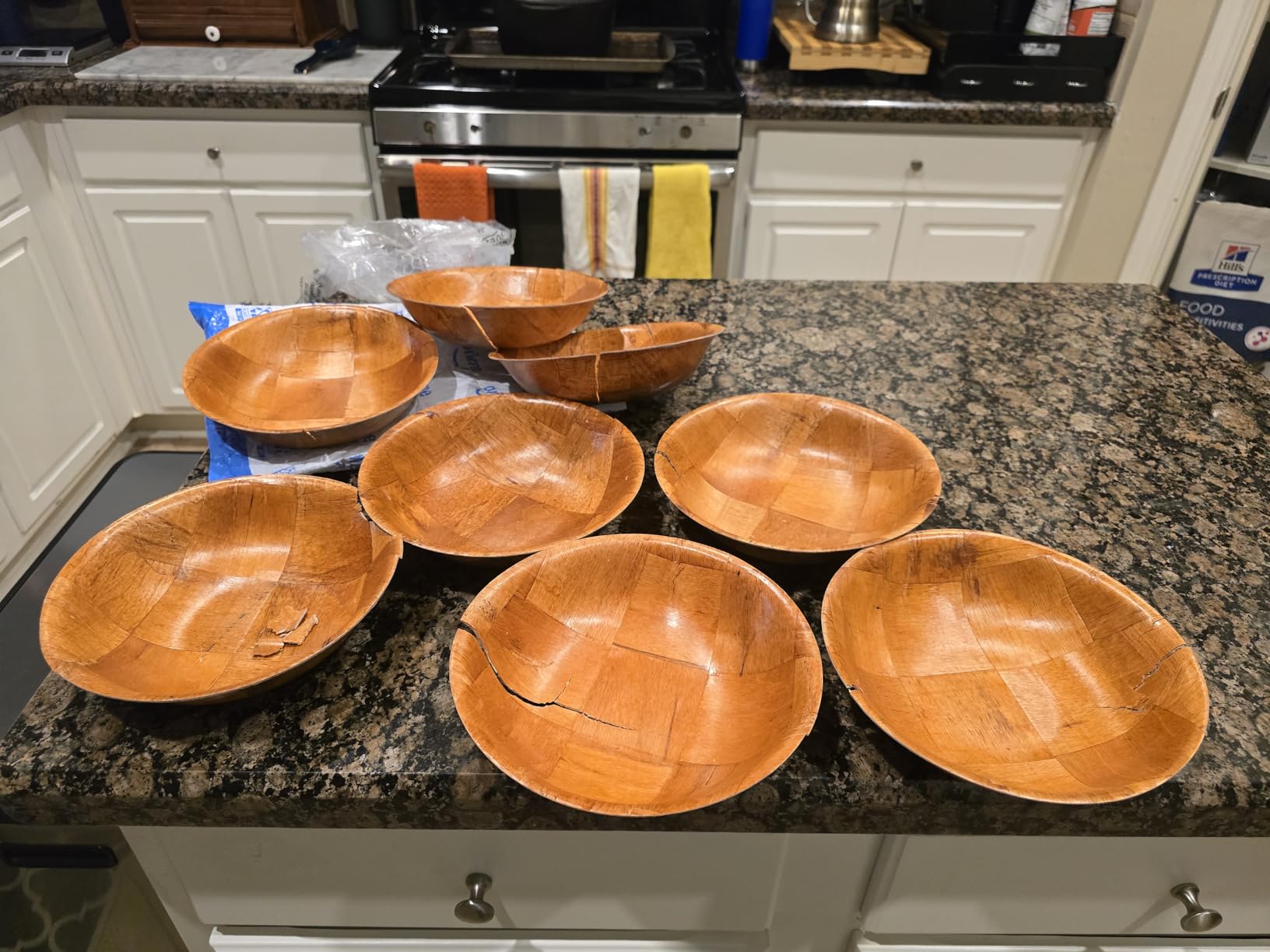 Elsjoy 8 Pack Wooden Woven Salad Bowl, 8 Inch Stackable Round Wood Serving Bowl, Rustic Mixing Bowl for Salad, Fruits, Vegetables, Natural Birch Wood customer photo 2