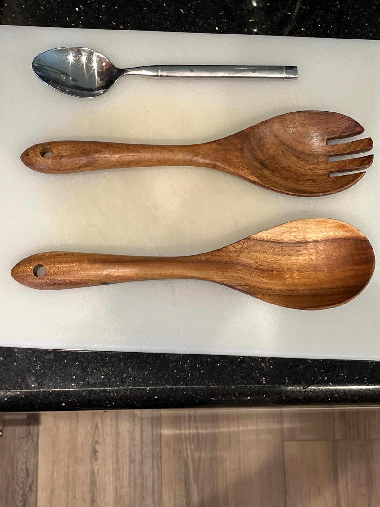 AOOSY Large Wooden Salad Bowl, Acacia Wood Salad Bowl with Salad Tongs, 9