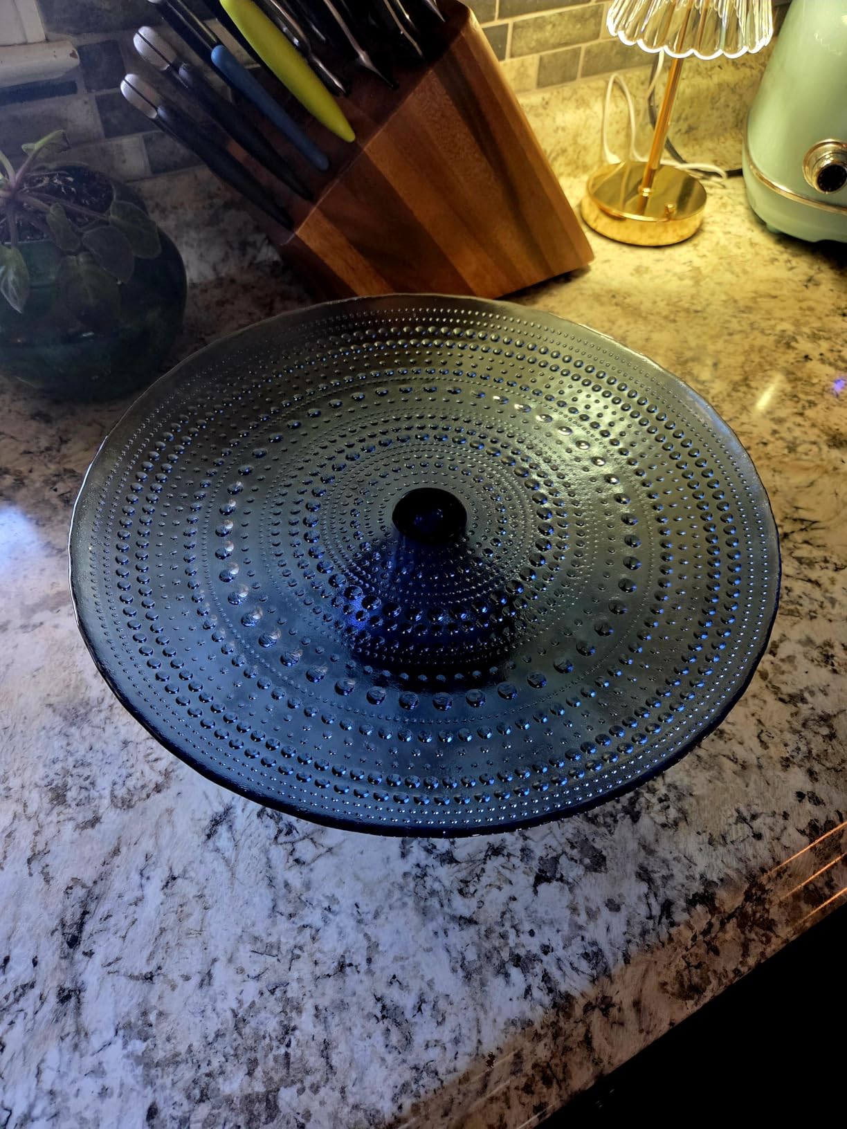 FORTESSA Jupiter Beaded Hobnail Glass Vintage Themed Glass Serveware, Large 13 Inch Vintage Cake Stand, Dishwasher-Safe, Cornflower Blue customer photo 1