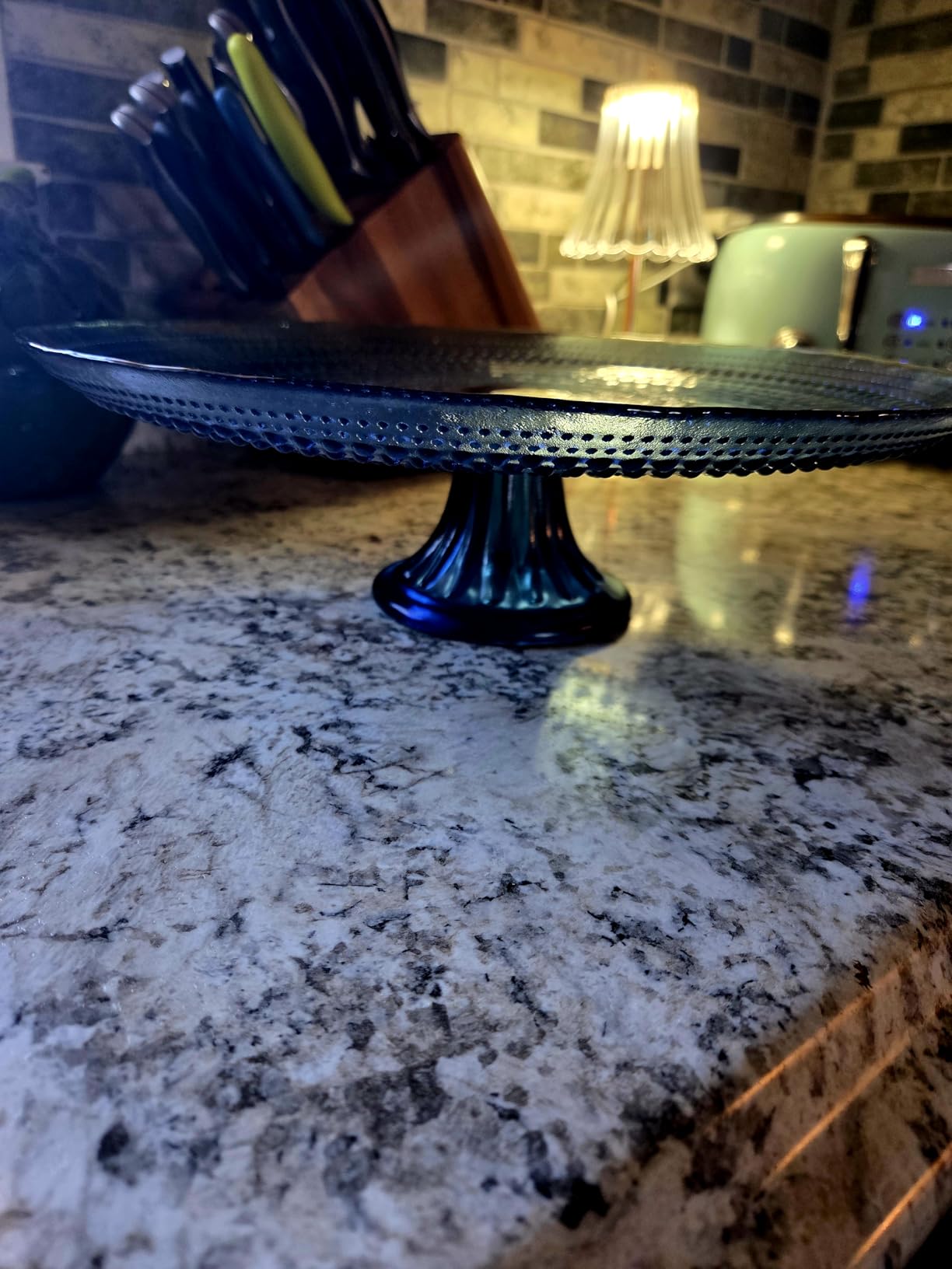 FORTESSA Jupiter Beaded Hobnail Glass Vintage Themed Glass Serveware, Large 13 Inch Vintage Cake Stand, Dishwasher-Safe, Cornflower Blue customer photo 2
