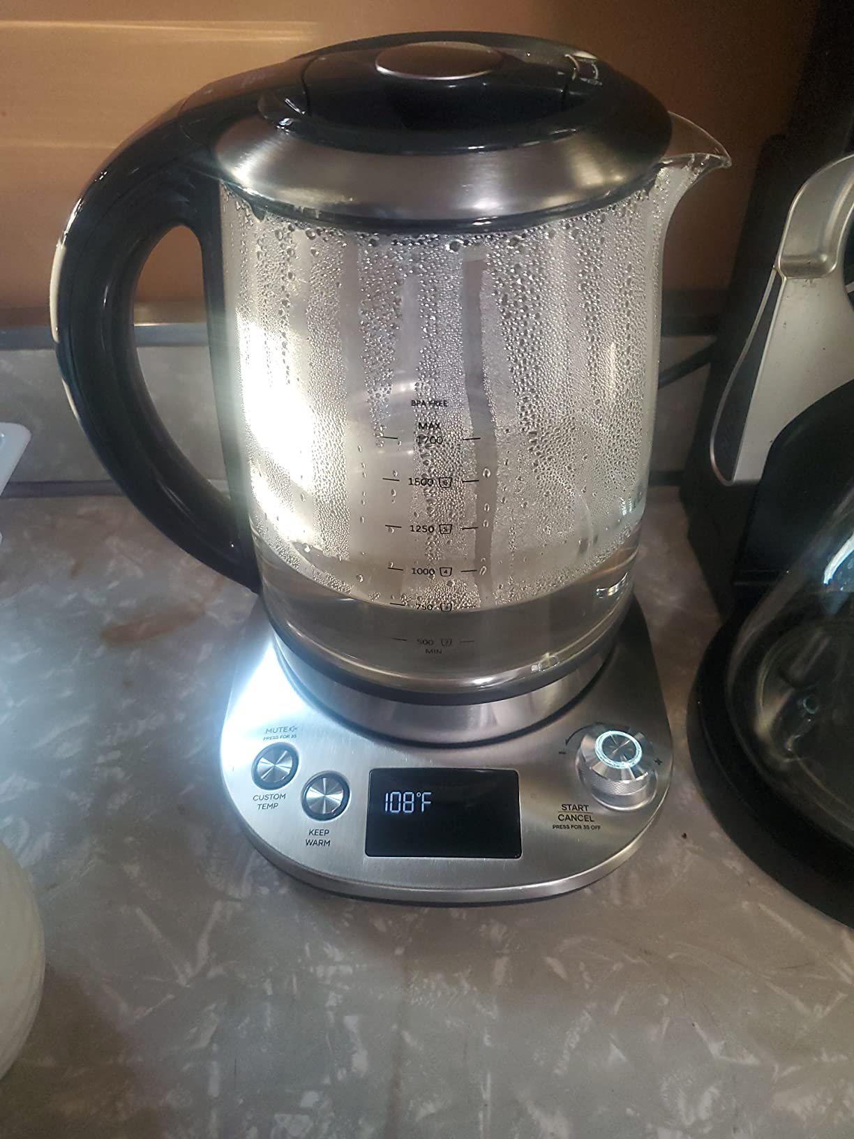 Mecity Electric Tea Kettle with Removable Infuser, 9 Preset Brewing Programs, Temperature Control, 2 Hours Keep Warm, Borosilicate Glass, 1.7 Liter, 1200W customer photo 2