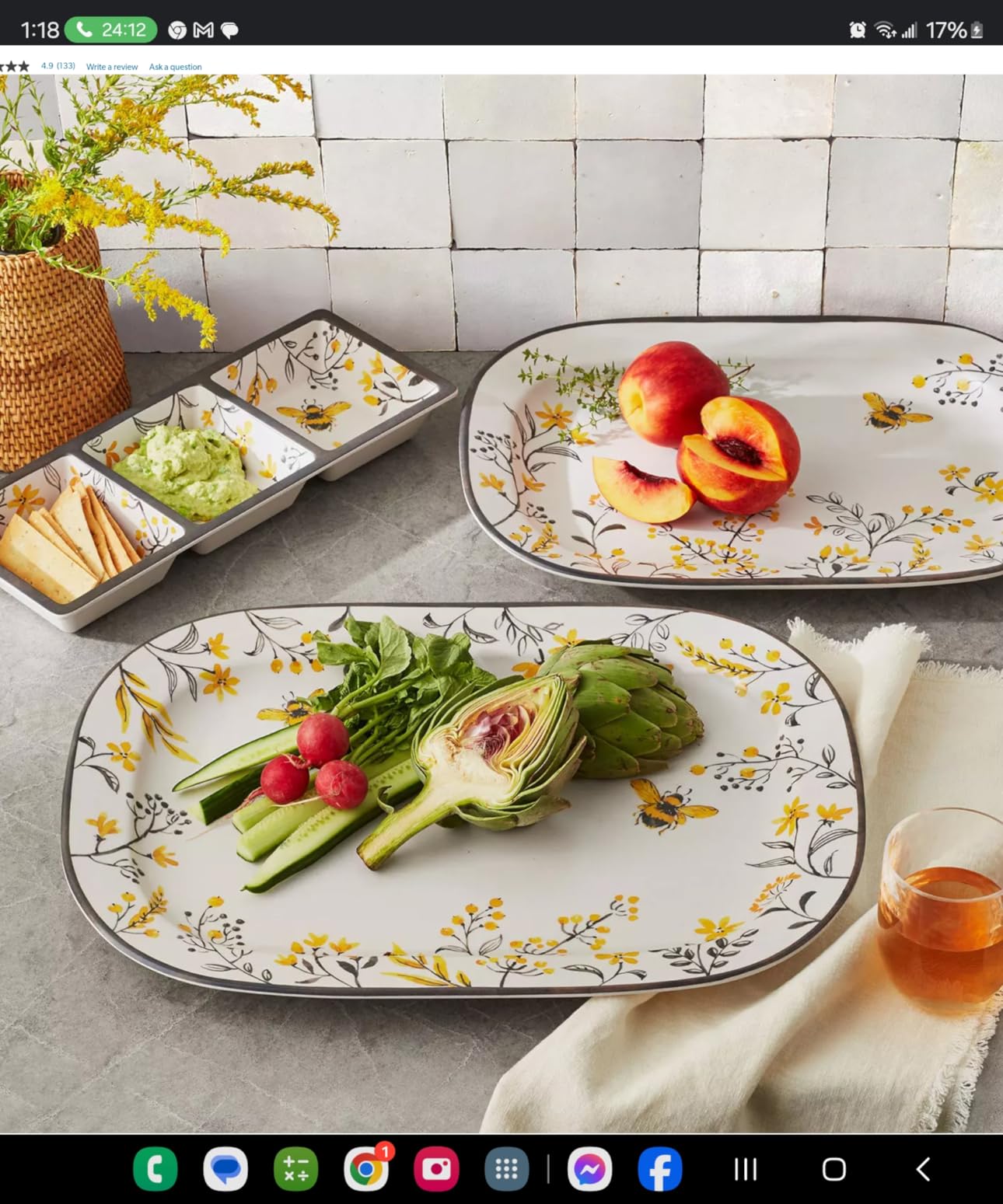 Bee Sweet 3-Piece Melamine Serveware Set - Includes 14.5