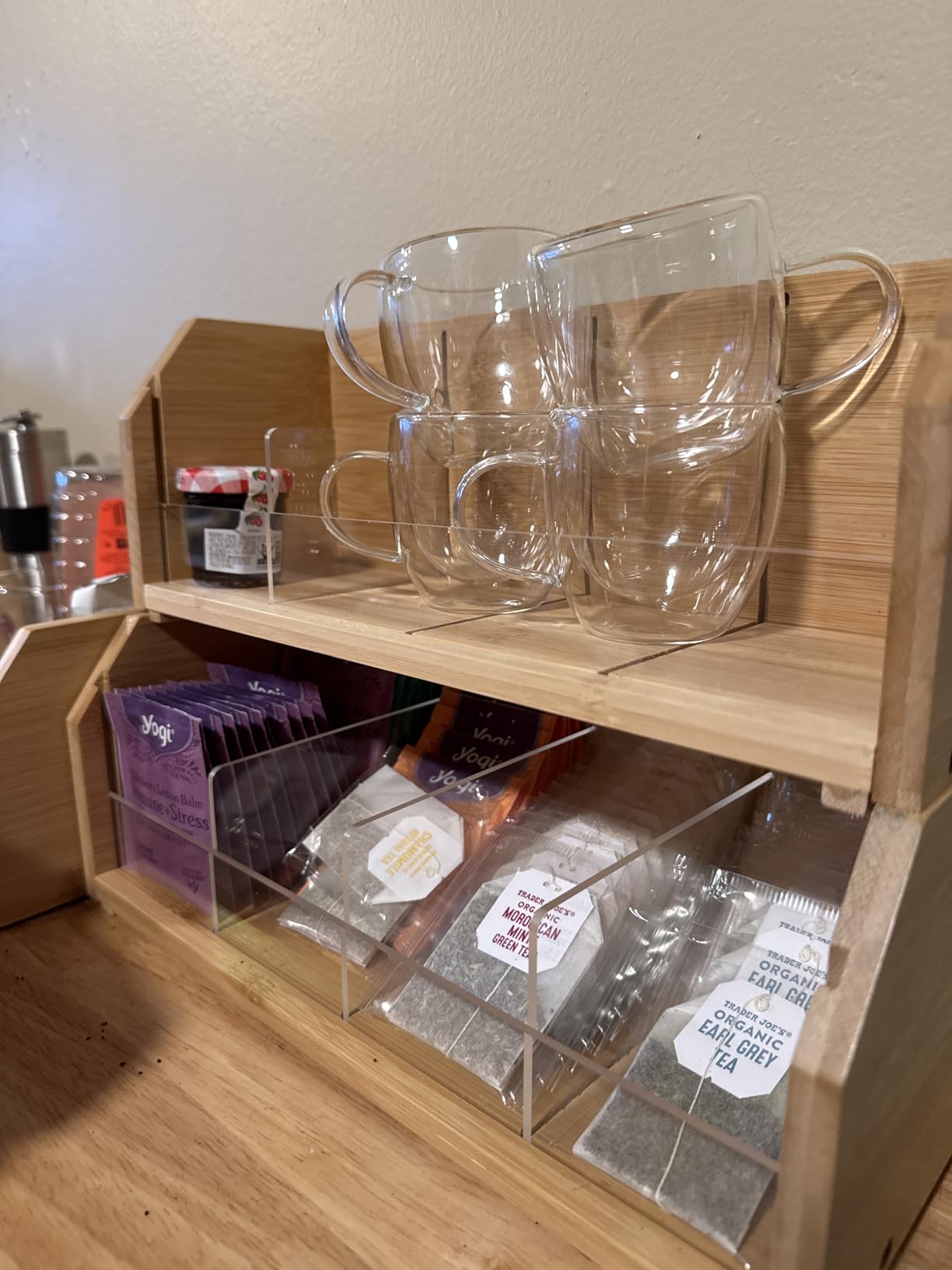 3 Layer Stackable Bamboo Tea Bag Organizer Storage Holder for Tea Bags Wood Tea Box Containers Tea Rack Teabag Station Stand for Cabinet Countertop Office(Patented Design) customer photo 2