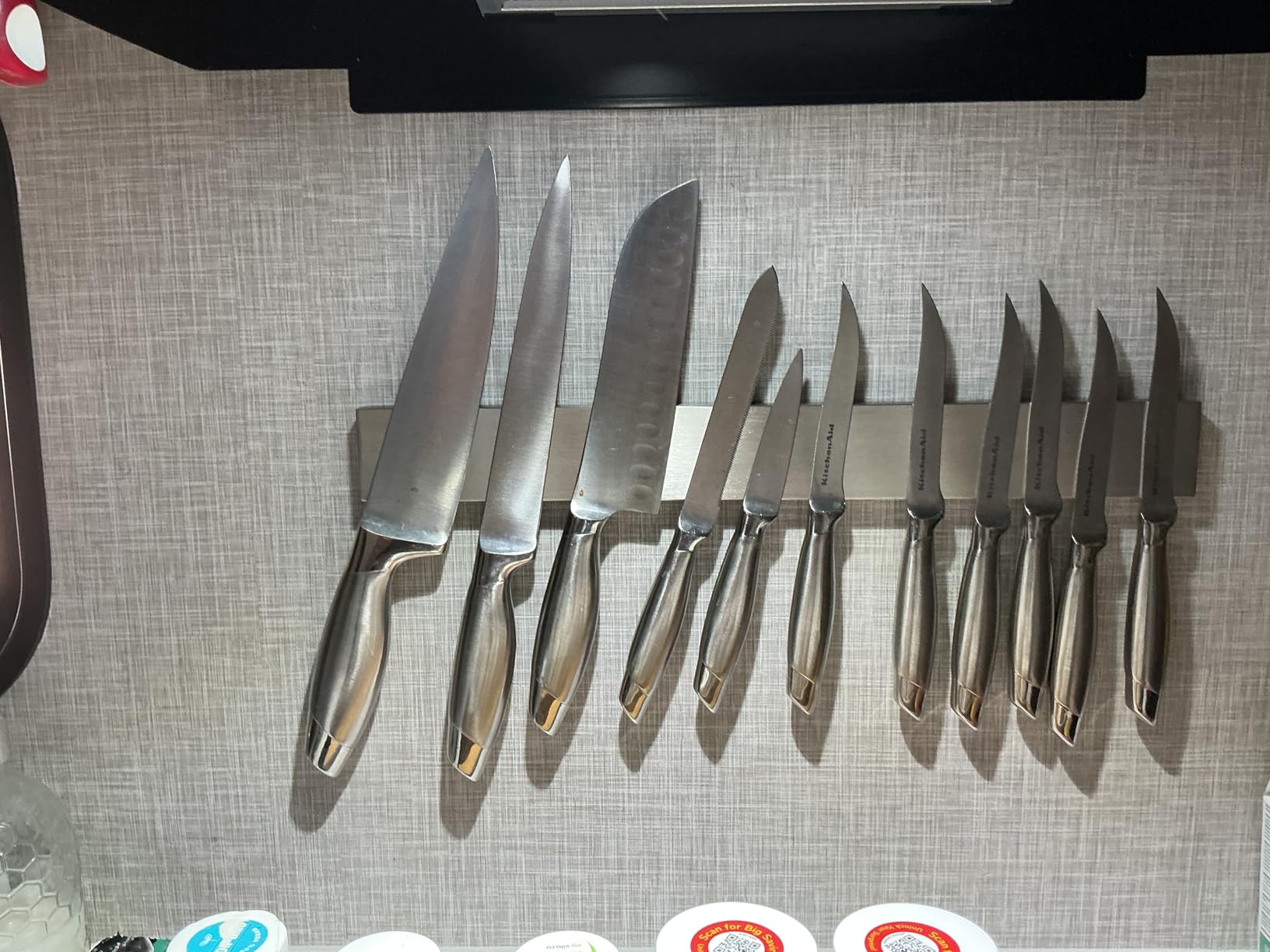 Strong Adhesive (No Drill) Magnetic Knife Holder for Wall - Professional 17 Inch Knife Strip - No Screws Needed - Adhesive Backing - Stainless Steel Knife Bar (Upgraded Version - Will Not Fall) customer photo 2
