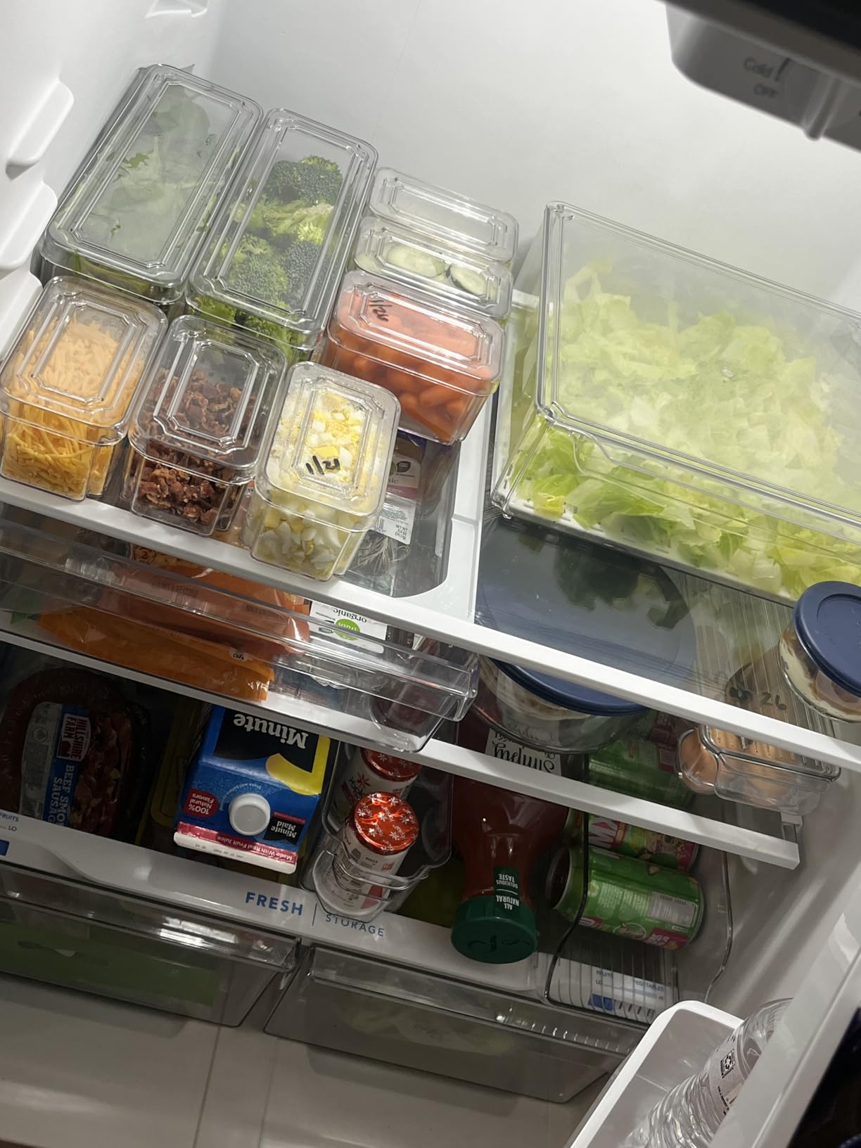 POMEAT 10 Pack Fridge Organizer, Stackable Refrigerator Organizer Bins with Lids, Produce Fruit Storage Containers for Storage Clear for Food, Drinks, Vegetable Storage customer photo 2