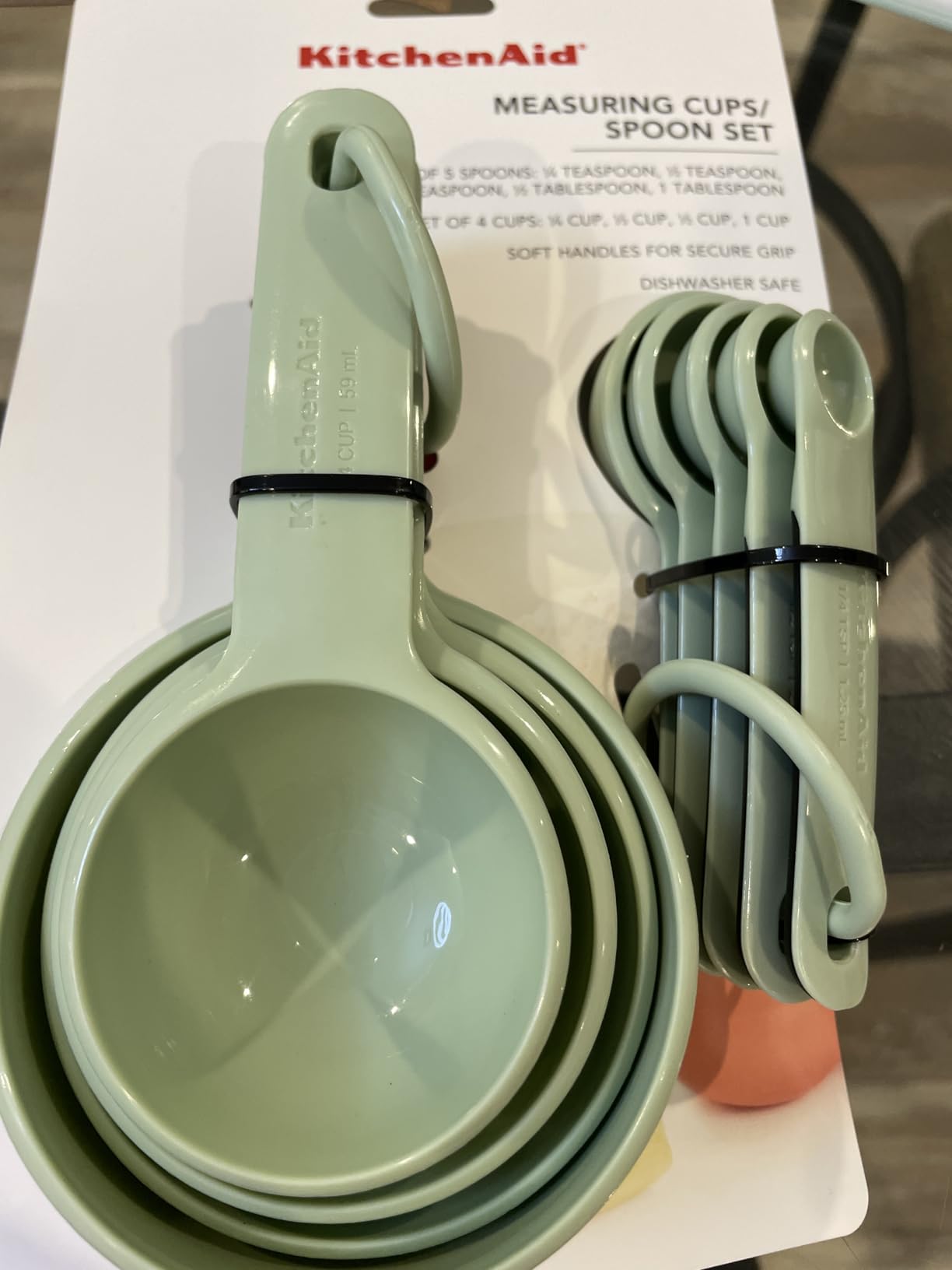 KitchenAid Universal Easy To Read Measuring Cup and Spoon Set with Soft Grip Handle for Maximum Control, Hang Hole and Nesting For Easy Storage, Dishwasher Safe, 9 Piece, Pistachio customer photo 1