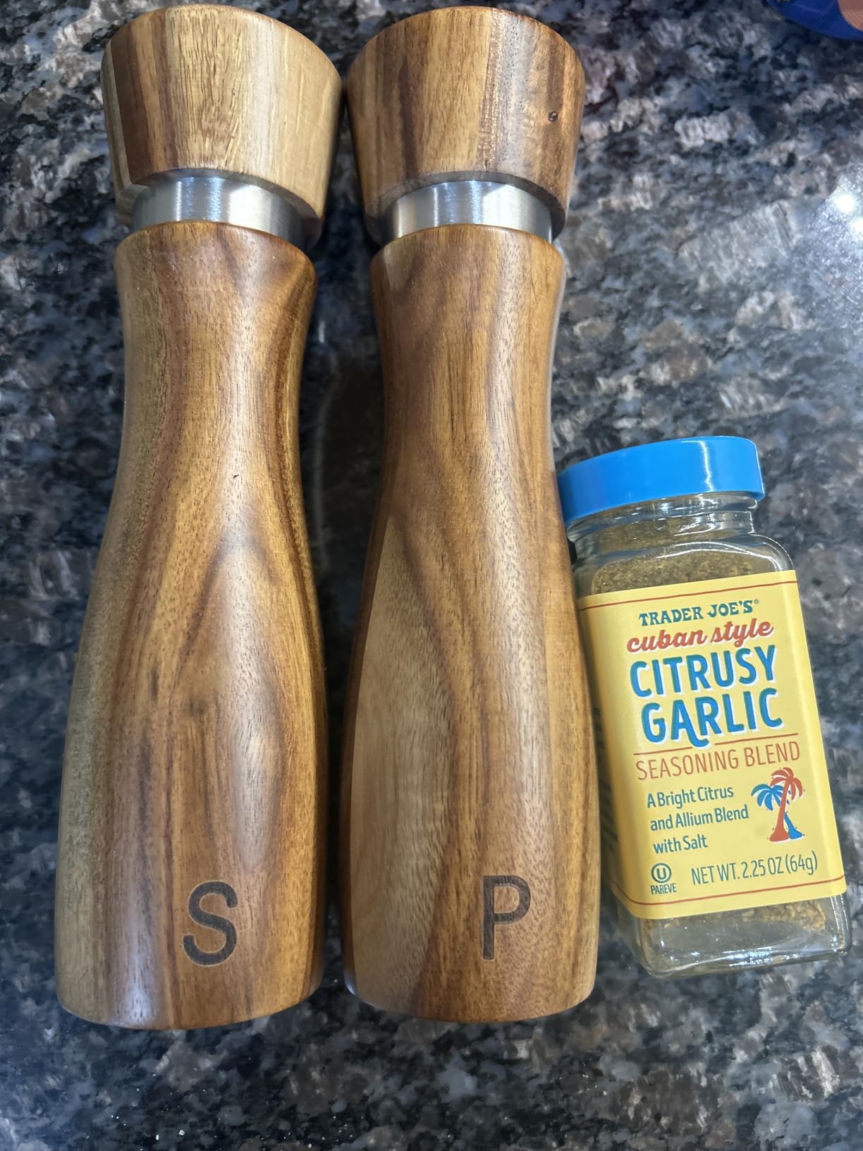 Gennua Kitchen Wooden Salt and Pepper Grinder Set: Refillable Salt & Pepper Mills Adjust for Customized Coarseness, Crafted of Solid Acacia Wood with Ceramic/Stainless Steel Core, 8 Inches Each customer photo 2