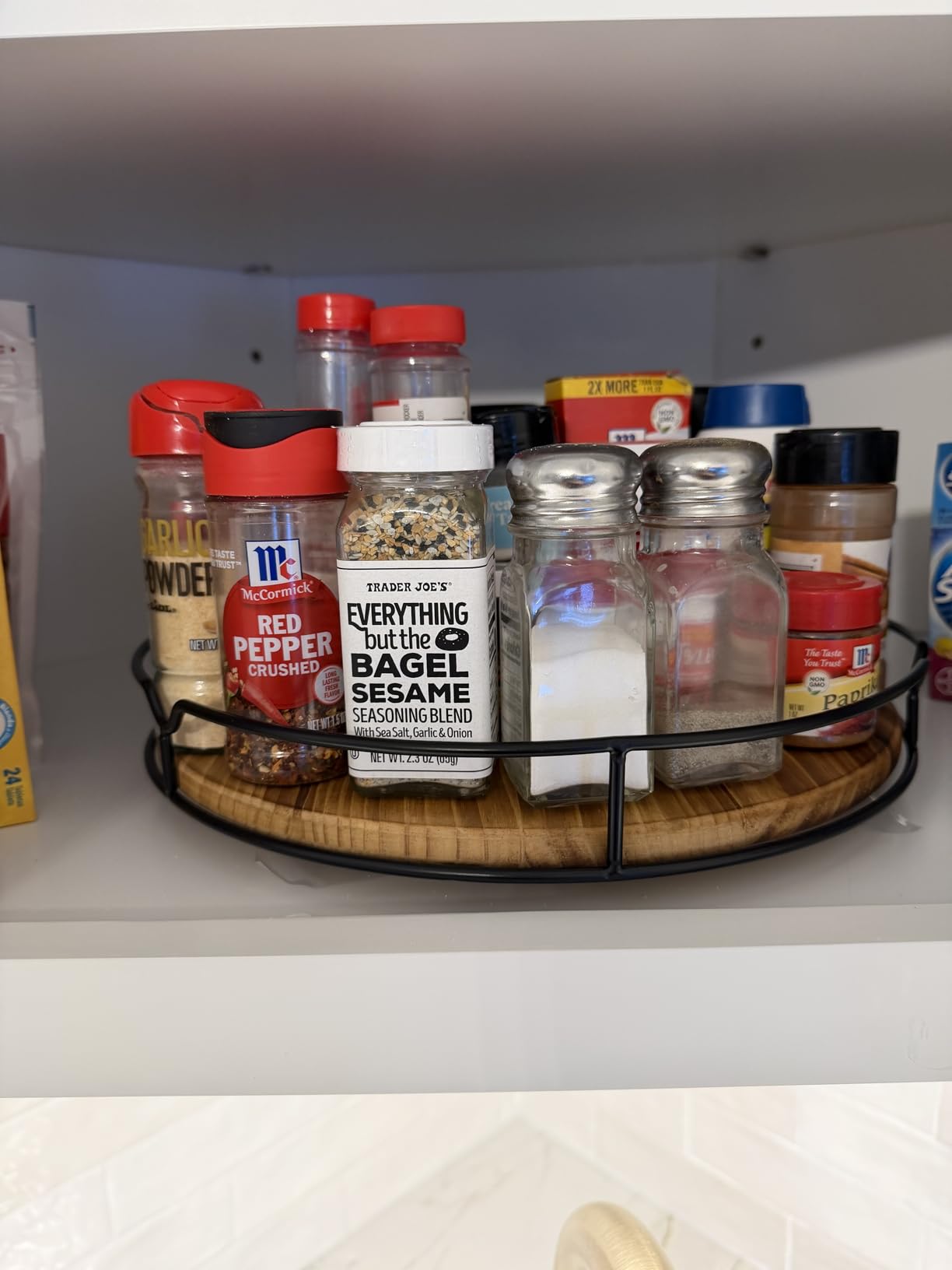 Lazy Susan Turntable Organizer for Cabinet Pantry Kitchen Countertop Refrigerator Cupboard, Pine Wood, 9