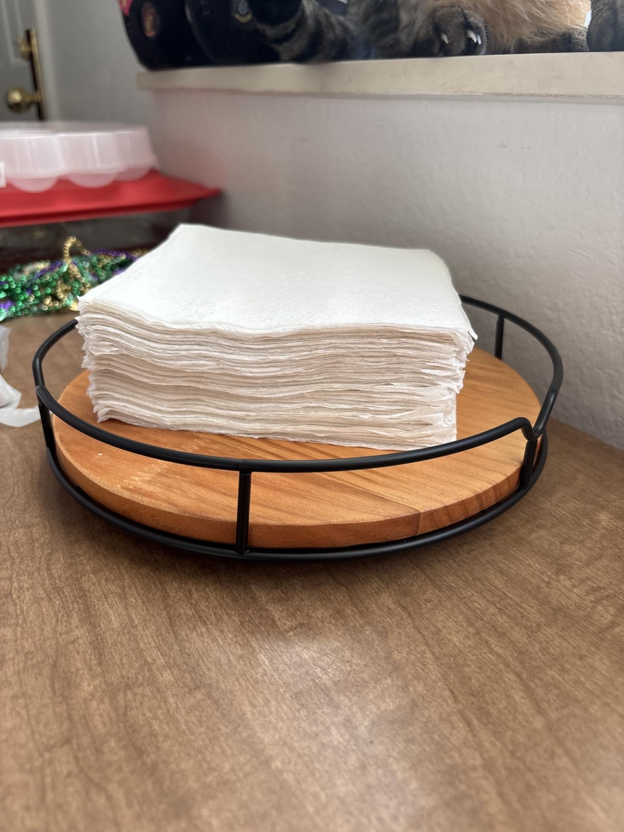 Lazy Susan Turntable Organizer for Cabinet Pantry Kitchen Countertop Refrigerator Cupboard, Pine Wood, 9
