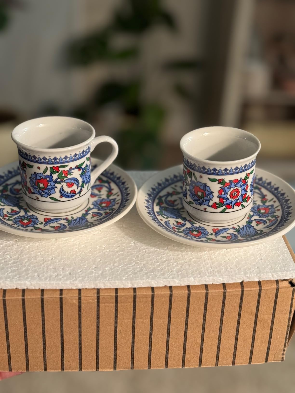 Turkish Coffee Cup Set of 6 with Saucers & Holder - Ceramic, Dishwasher-Safe, Keeps Warm - Patterned Turkish Espresso Cups Set for Home & Office (Set Of 6) customer photo 1