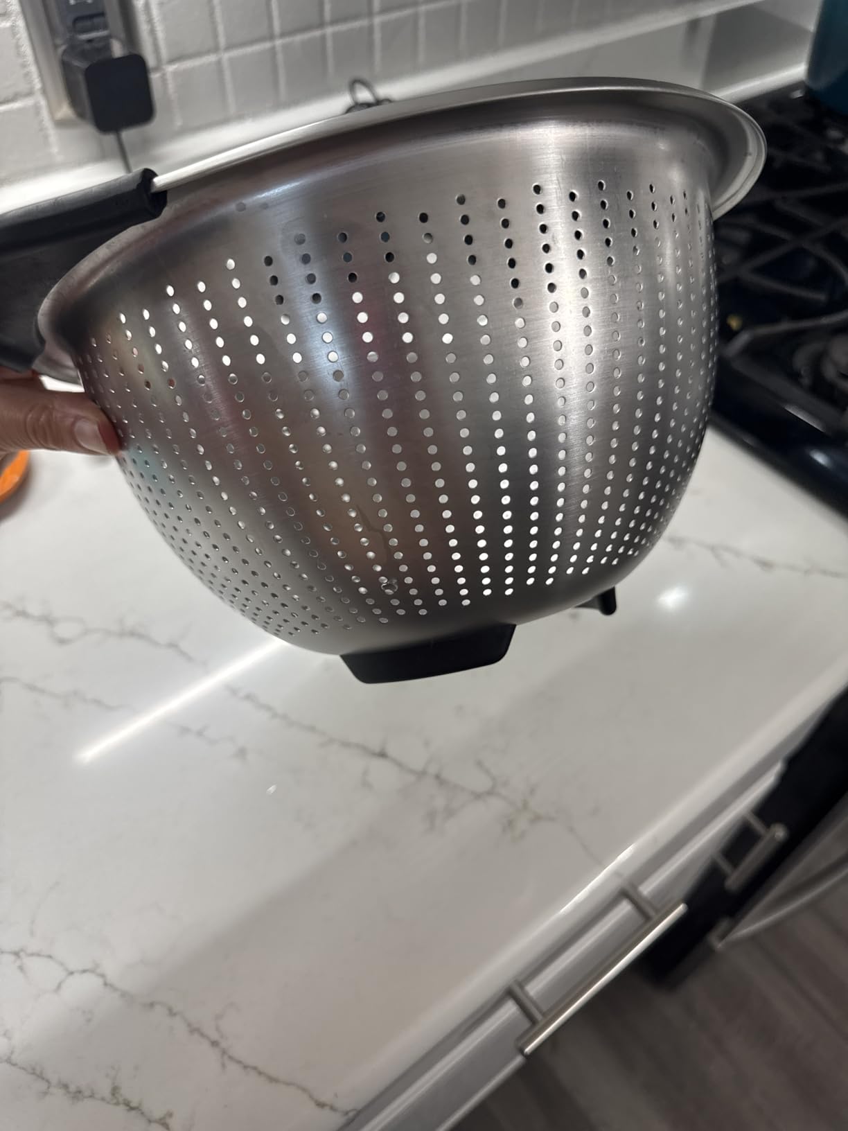 OXO Good Grips Stainless Steel Colander, 5 qt. Capacity, Strainer with Non-Slip Handles, Kitchen Colander for Pasta and Vegetables customer photo 2