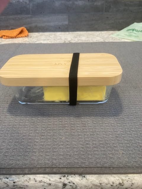 KIVY Glass butter dish with airtight lid that keeps butter soft - For countertop and refrigerator door shelf - Butter tray with lid fridge - Butter holder for counter - Covered butter dishes customer photo 1