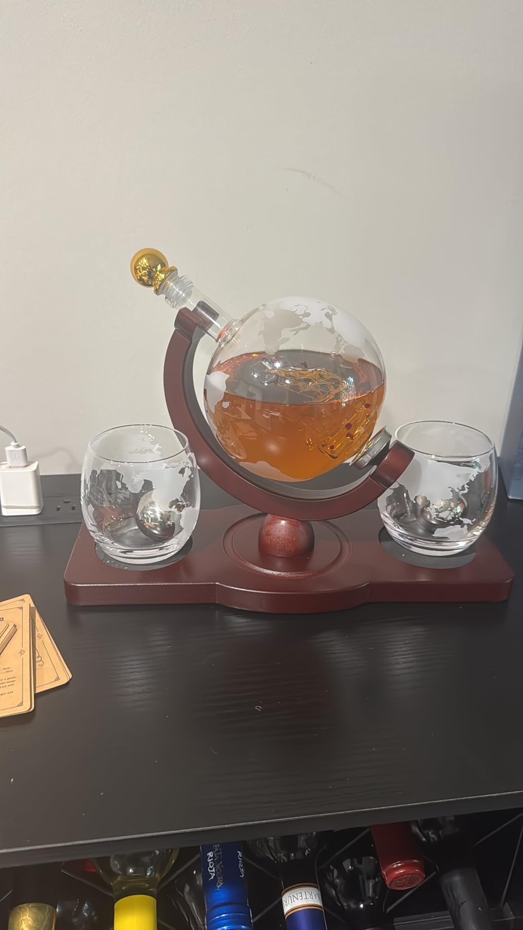PONPUR Gifts for Men Dad Valentines Day, Whiskey Decanter Globe Set with 2 Ball Stones & 2 Glasses, Anniversary Birthday Gifts for Him Husband Boyfriend Brother, Cool Stuff Gift for Bourbon Scotch customer photo 1