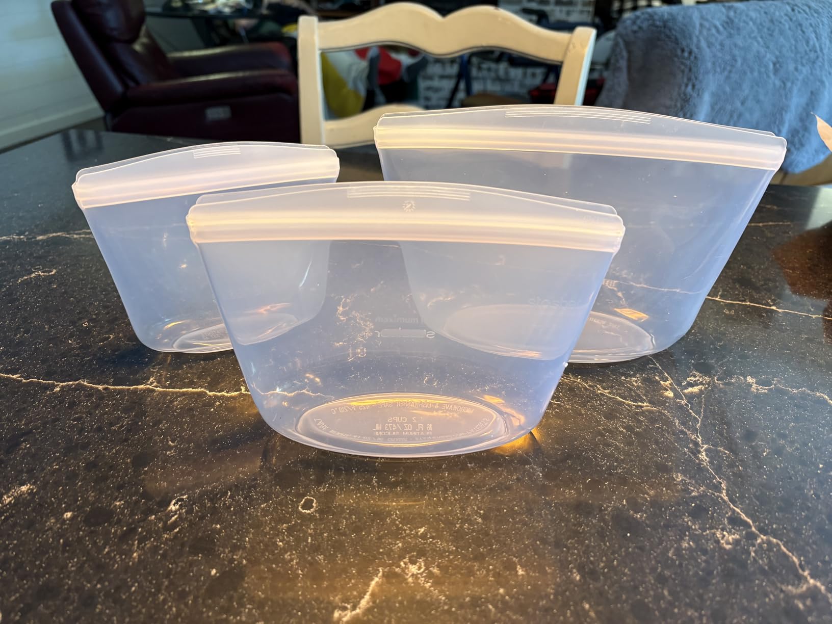 Stasher Silicone Reusable Storage Bags, 3-Pack Bowls, Reusable Freezer Bags, Microwave, Dishwasher, Oven Safe, Sous Vide, Premium Lunch Containers, Eco Friendly, Food Storage Bag, Snack Bag, Clear customer photo 1