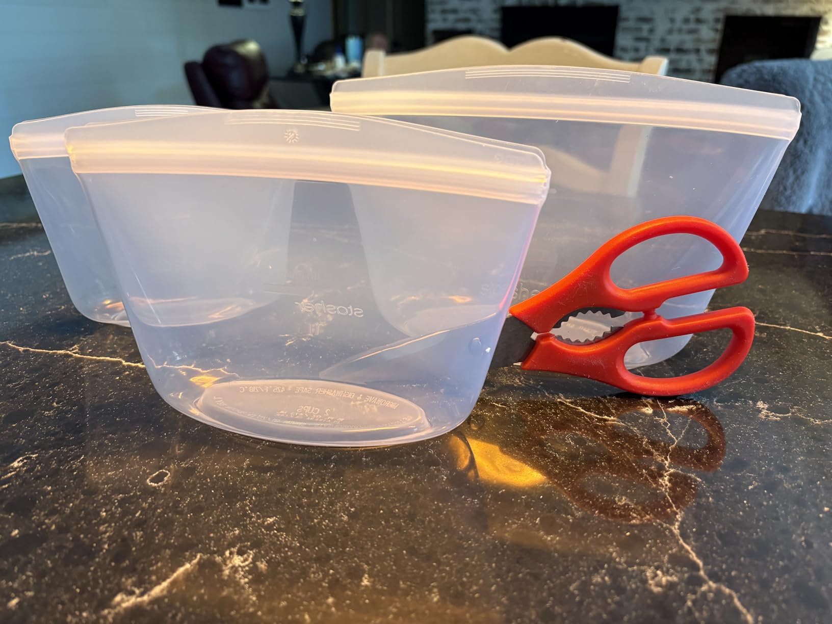 Stasher Silicone Reusable Storage Bags, 3-Pack Bowls, Reusable Freezer Bags, Microwave, Dishwasher, Oven Safe, Sous Vide, Premium Lunch Containers, Eco Friendly, Food Storage Bag, Snack Bag, Clear customer photo 2