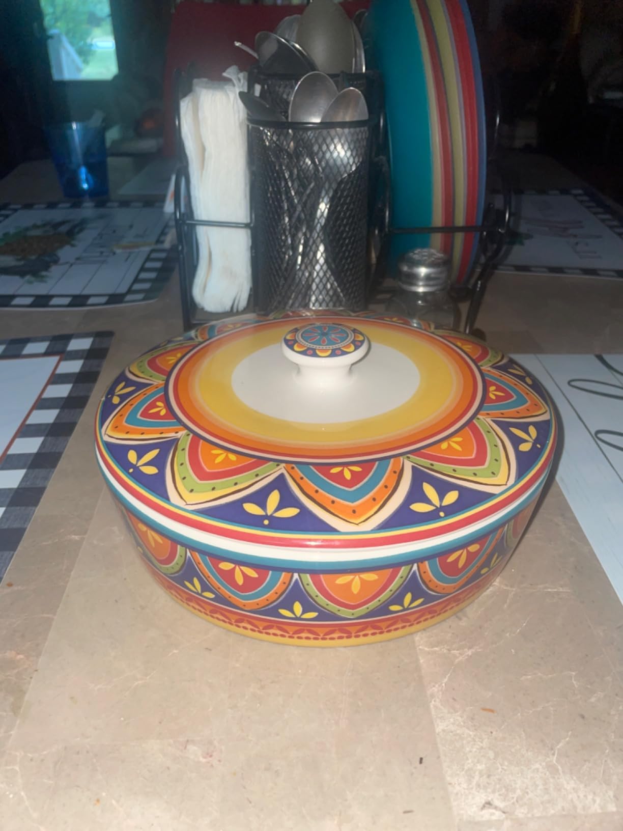 Bico Havana Ceramic Tortilla Warmer, 8.9 Inch Tortilla Holder with Lid for Taco Bread Pancake for Mexican Night and Party, Microwave and Dishwasher Safe customer photo 2