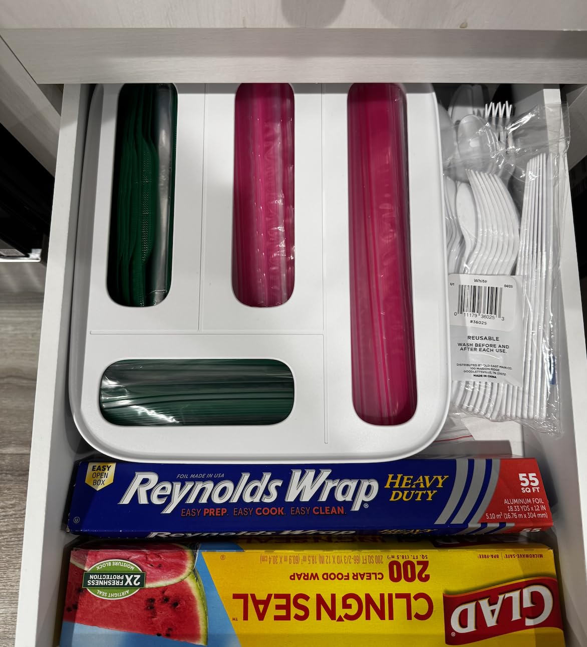 StoraBag Drawer Food Bags Dispenser, 4-Slot, Plastic Sandwich Bag Organizer for Kitchen Storage, White customer photo 1