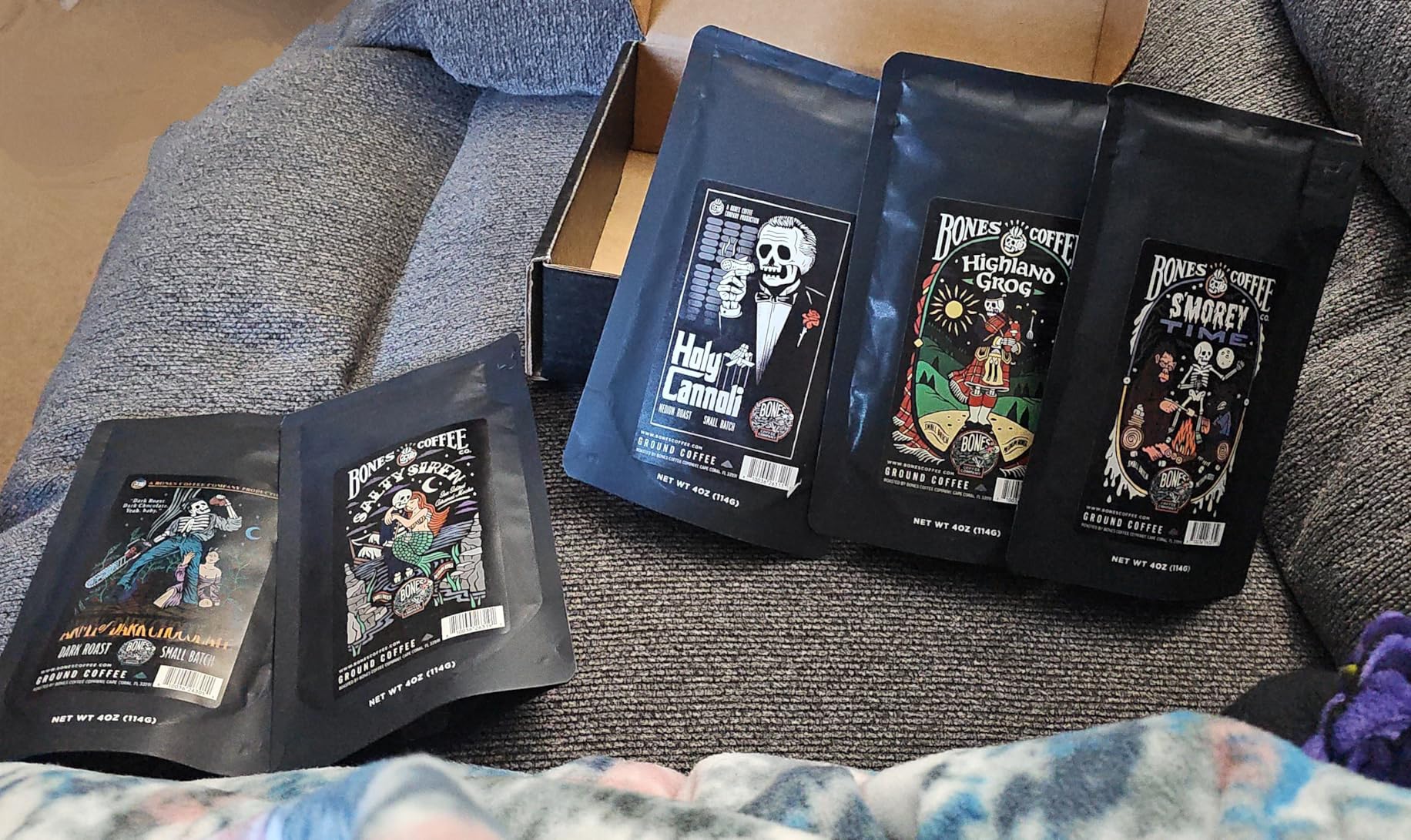 Bones Coffee Company NEW Favorite Flavors Sample Pack, Assorted Flavored Coffee Low Acid Medium Roast Arabica Beans Specialty Coffee Gifts, Auto Drip and French Press Compatible, 4 oz Pack of 5 Ground customer photo 2