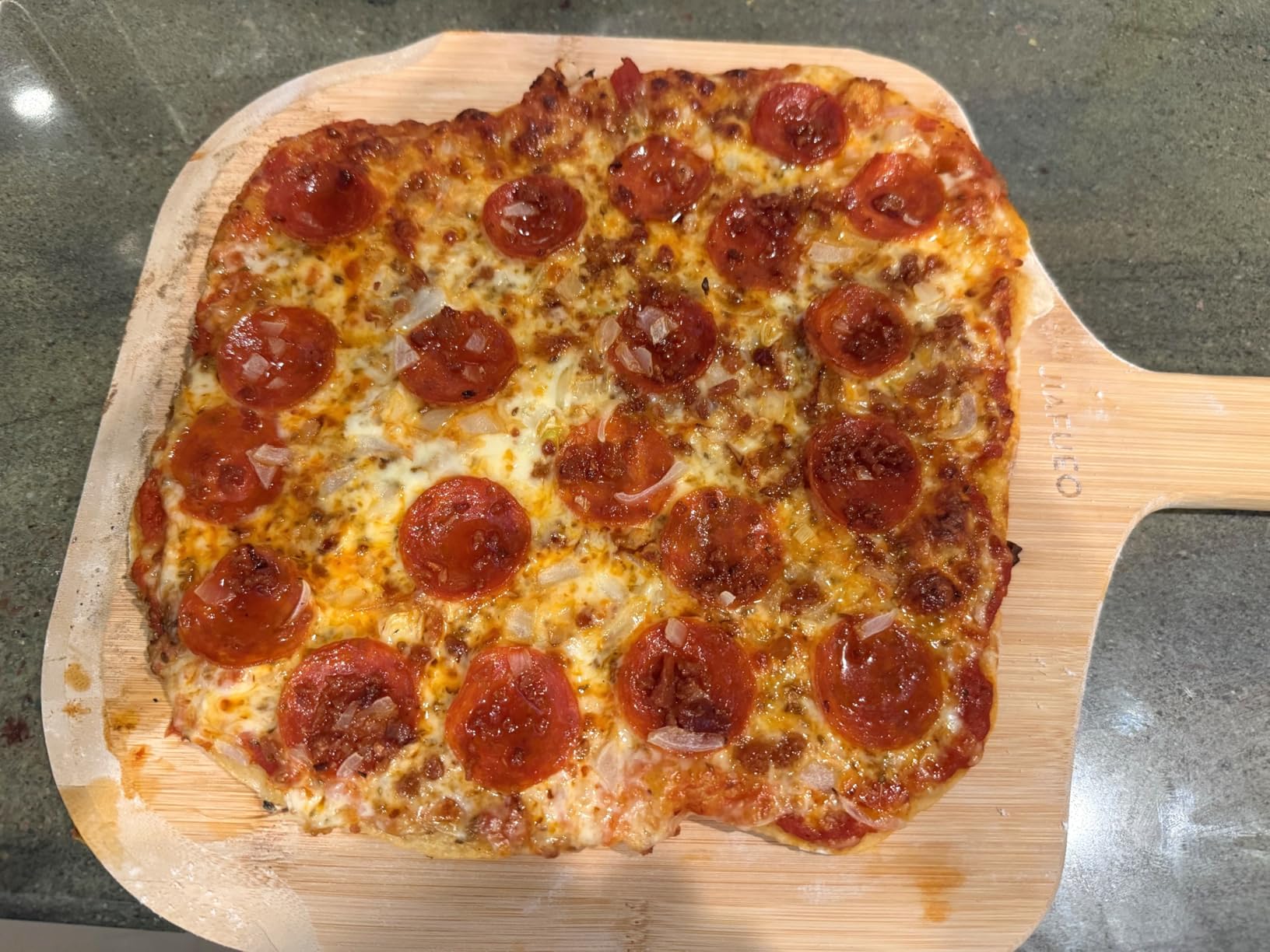 Pizza Peel 12 inch, Bamboo Pizza Paddle Spatula - Wooden Serving Board, Oven Accessory for Baking Homemade, Wood Cutting Board for Cheese Bread Fruit Vegetables customer photo 1