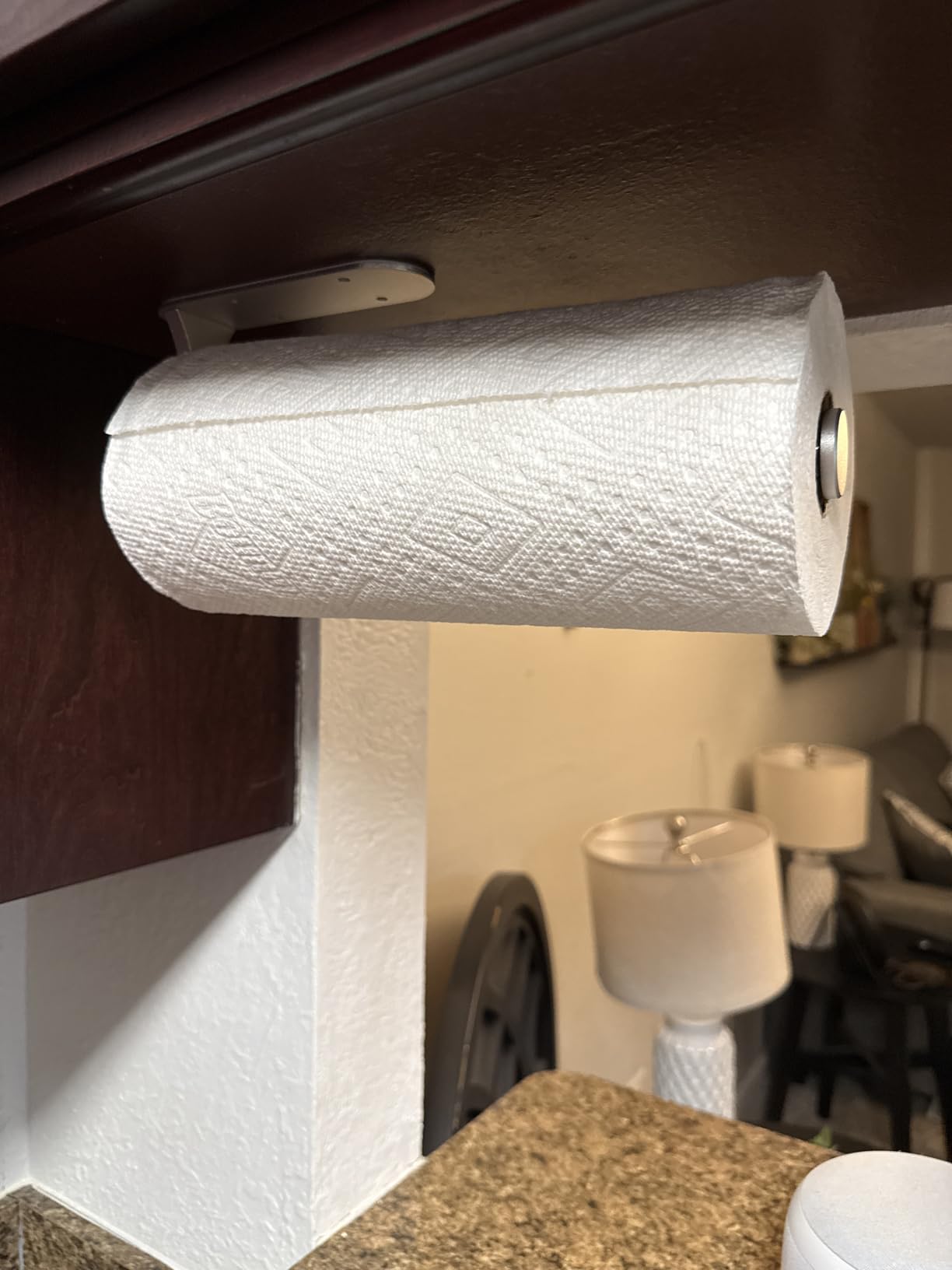 Paper Towel Holder Under Cabinet, One-Handed Tear, Wall Mount, Adhesive, Silver, Paper Roll Holder with Ratchet Mechanism for Kitchen Bathroom Farmhouse Essentials Decor Accessories customer photo 1