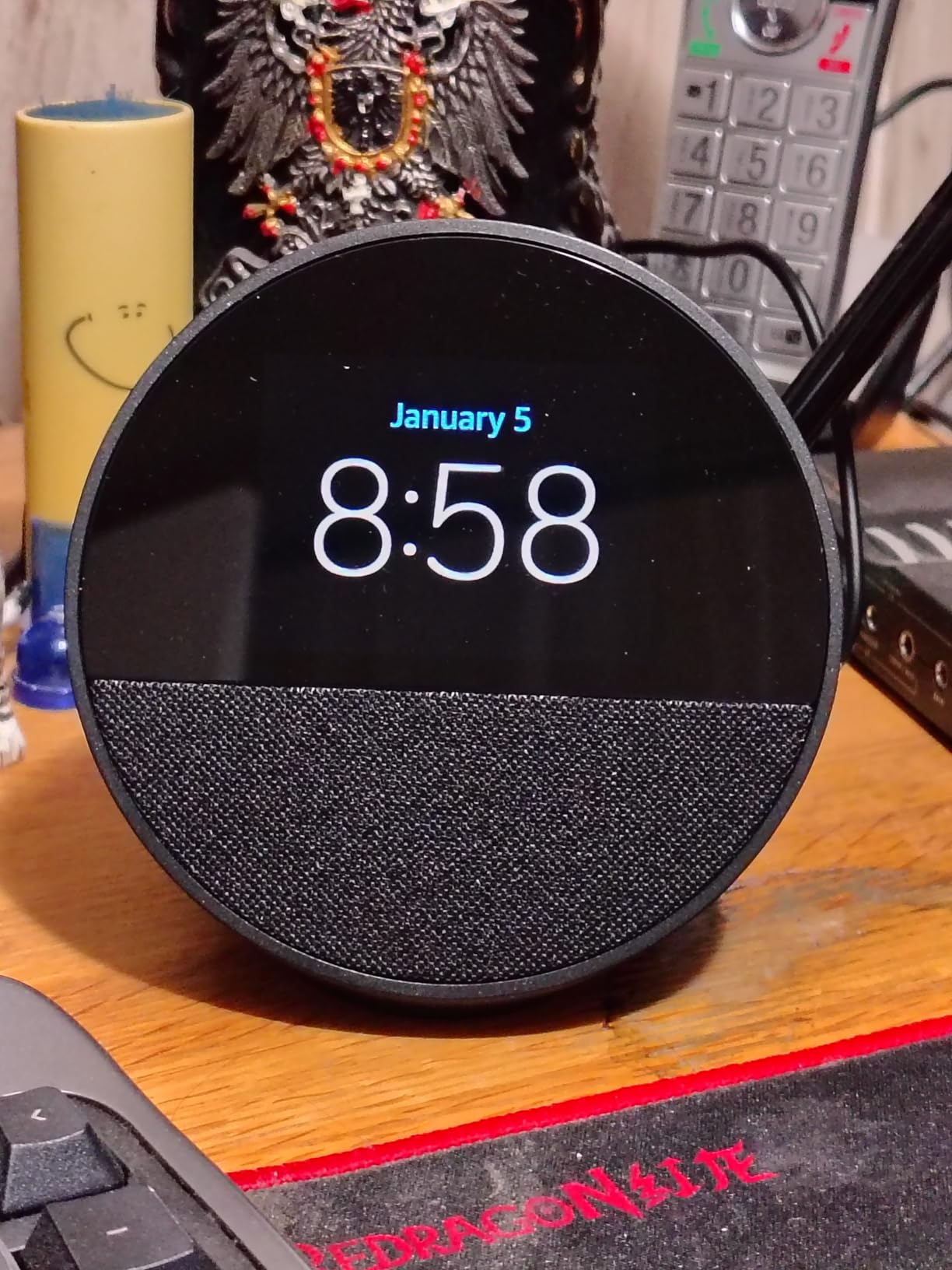 Echo Spot (newest model), Great for nightstands, offices and kitchens, Smart alarm clock, Designed for Alexa+, Ocean Blue customer photo 2